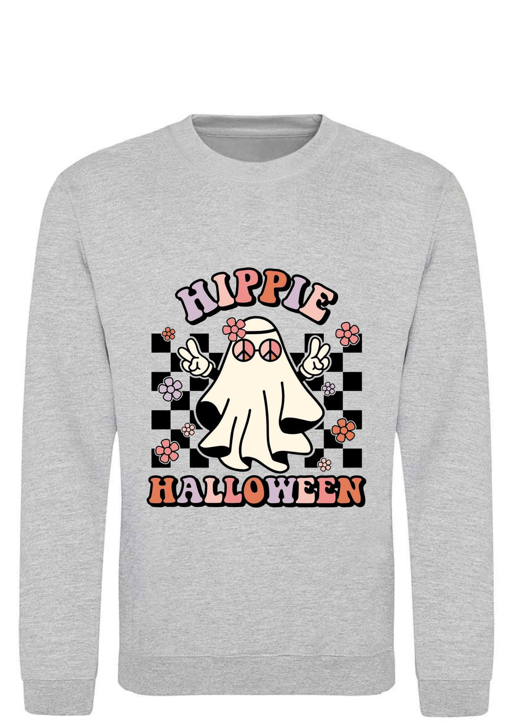 Hippie Halloween Ghost Sweatshirt: Retro Spooky Season Jumper