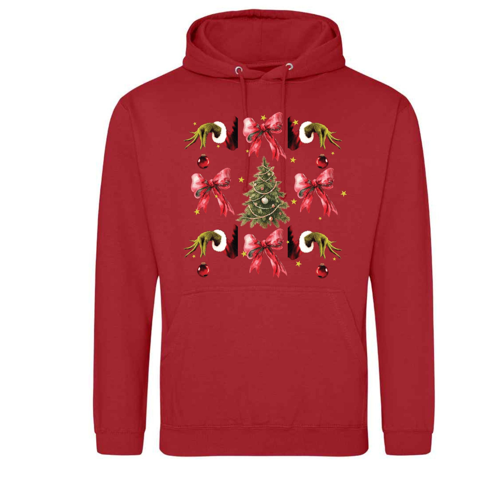 Festive Bow Hoodie: Unisex Christmas Grinch Style