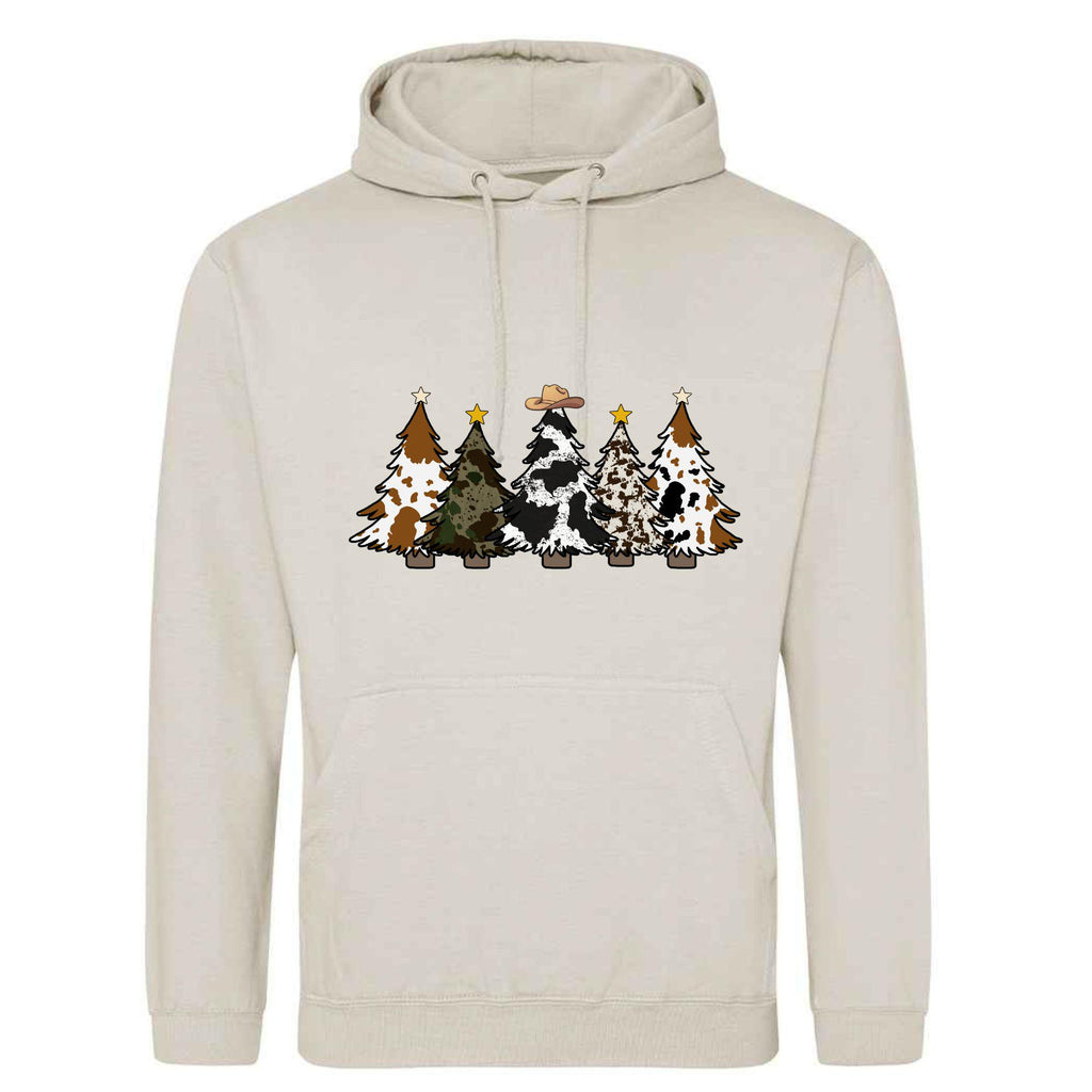 Festive Cowboy Christmas Tree Hoodie | Unisex Holiday Sweatshirt