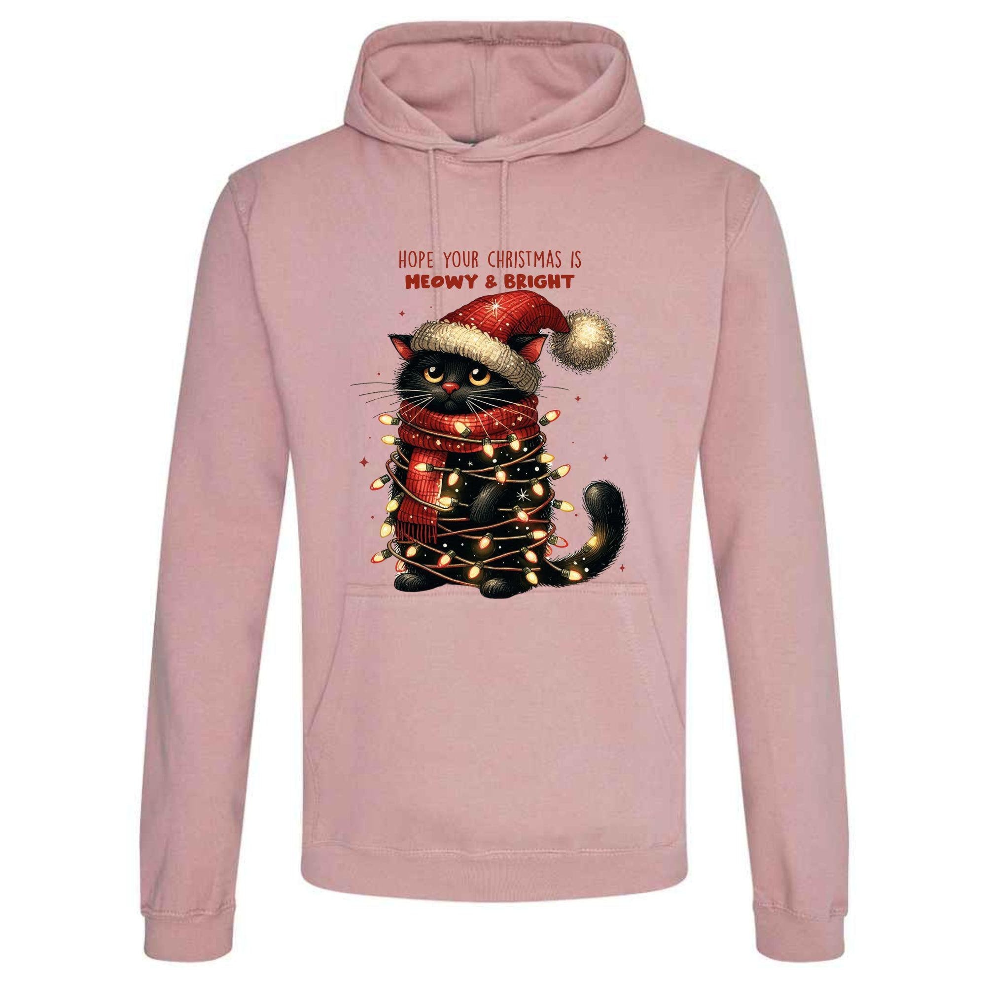 Festive Cat Christmas Hoodie: Unisex Printed Top
