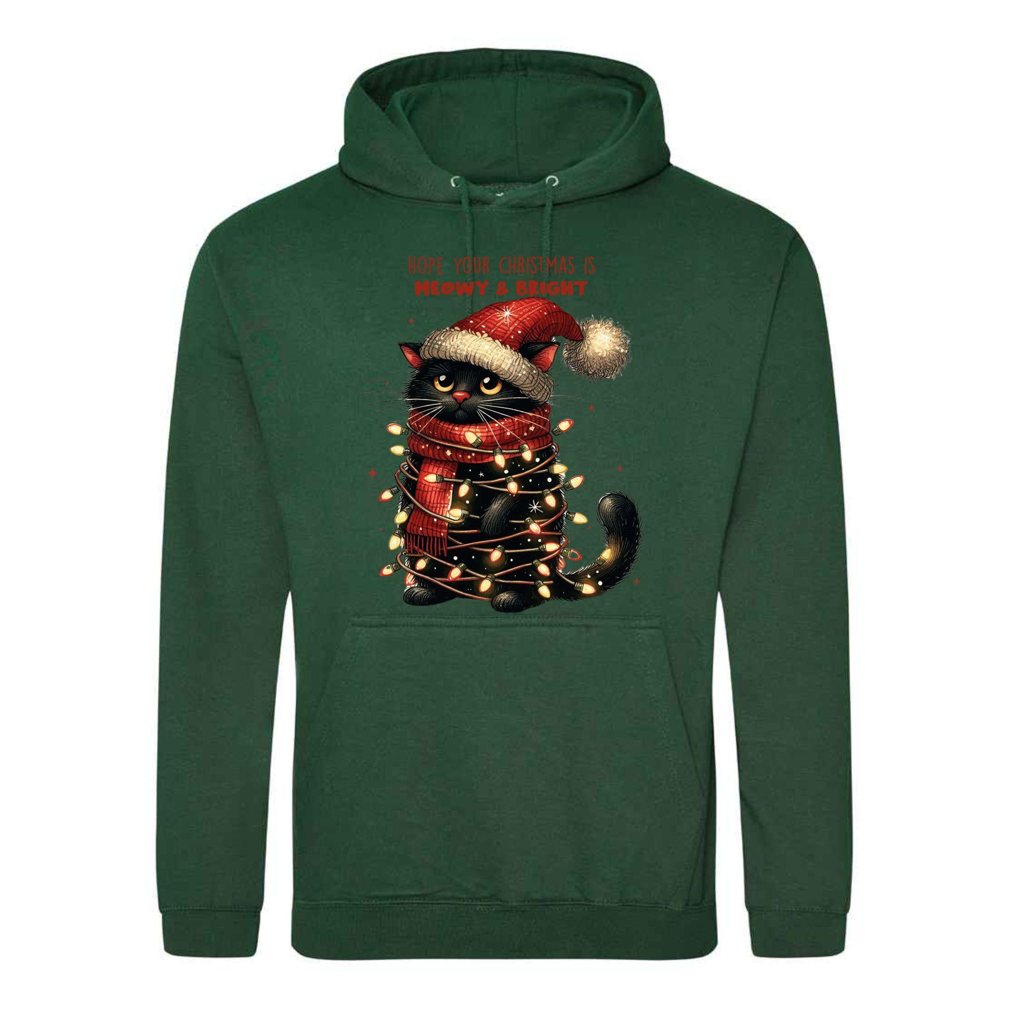 Festive Cat Christmas Hoodie: Unisex Printed Top