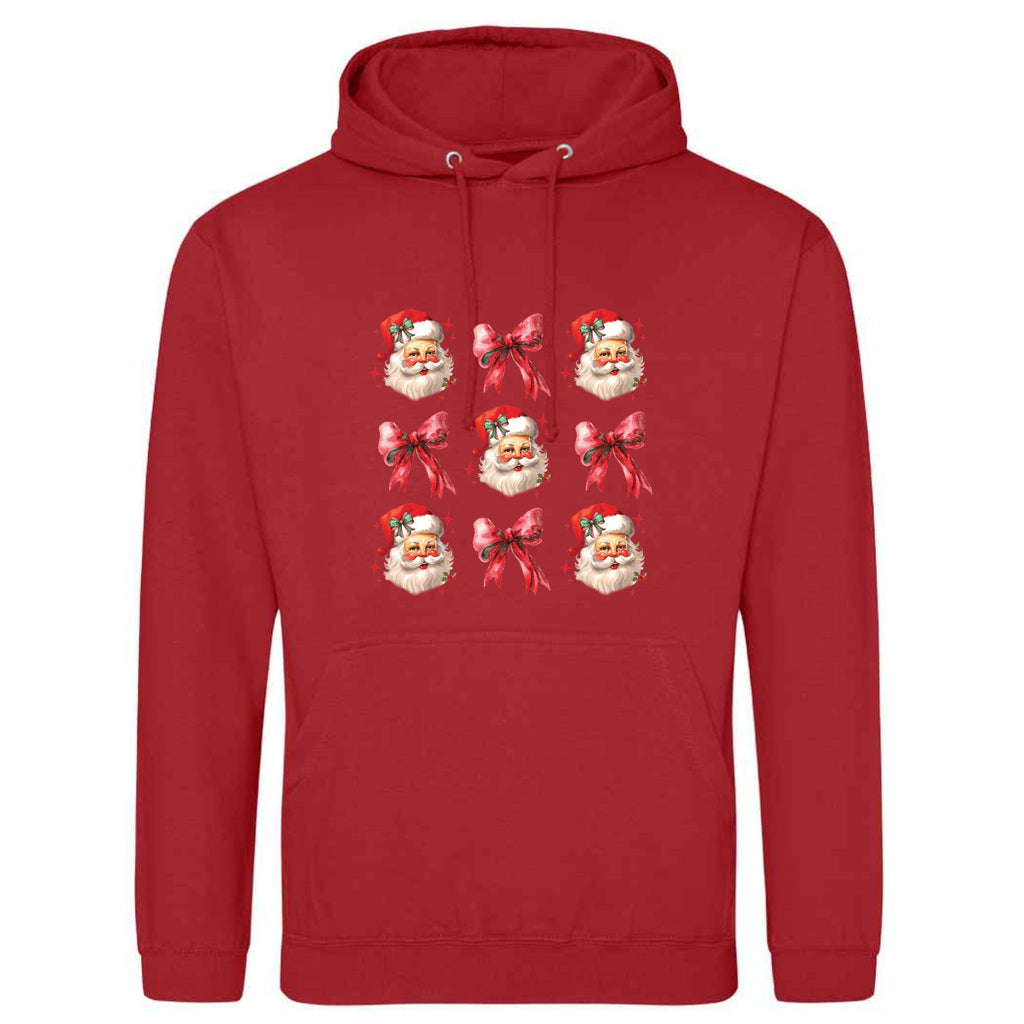 Santa Bow Christmas Hoodie: Festive Unisex Holiday Sweatshirt