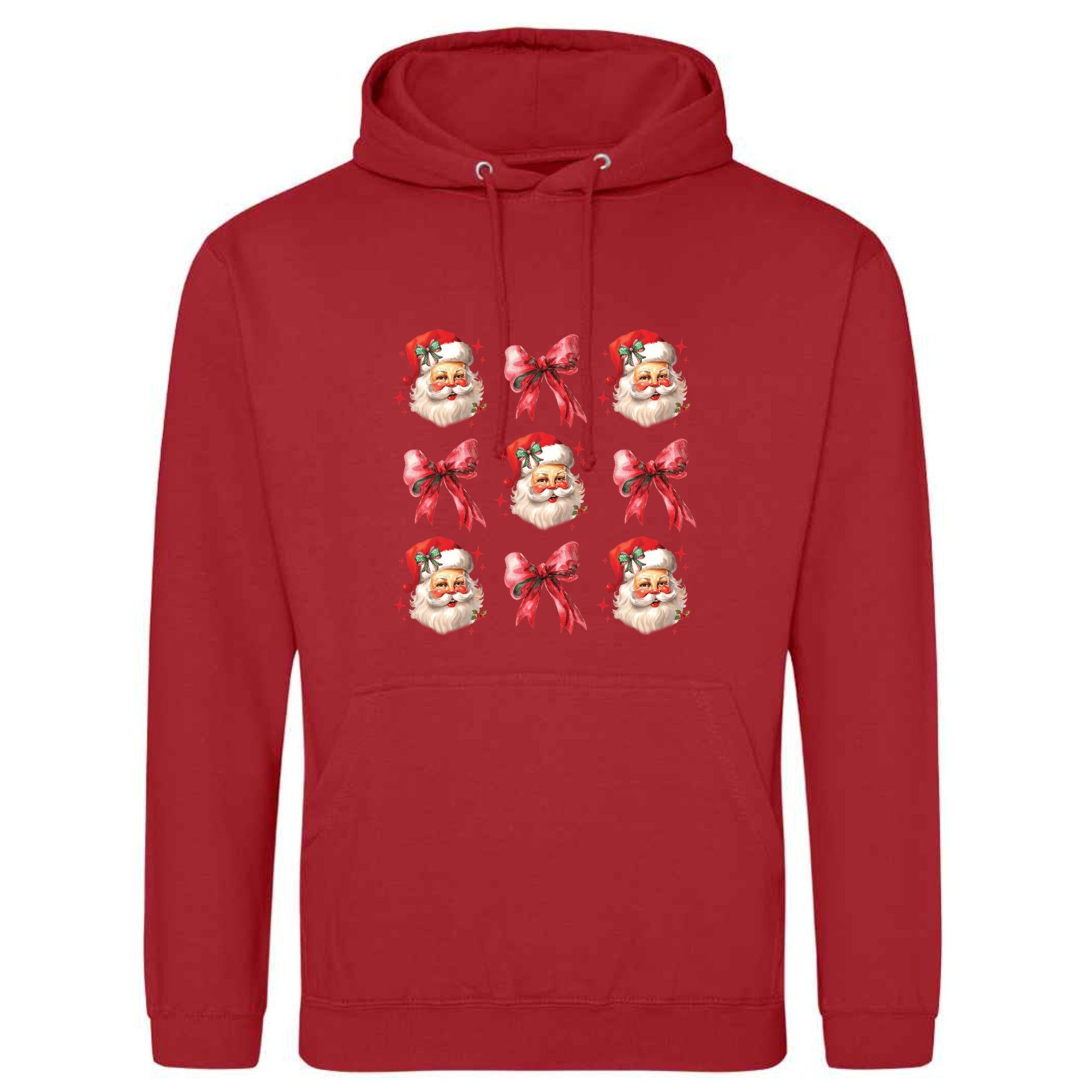Santa Bow Christmas Hoodie: Festive Unisex Holiday Sweatshirt