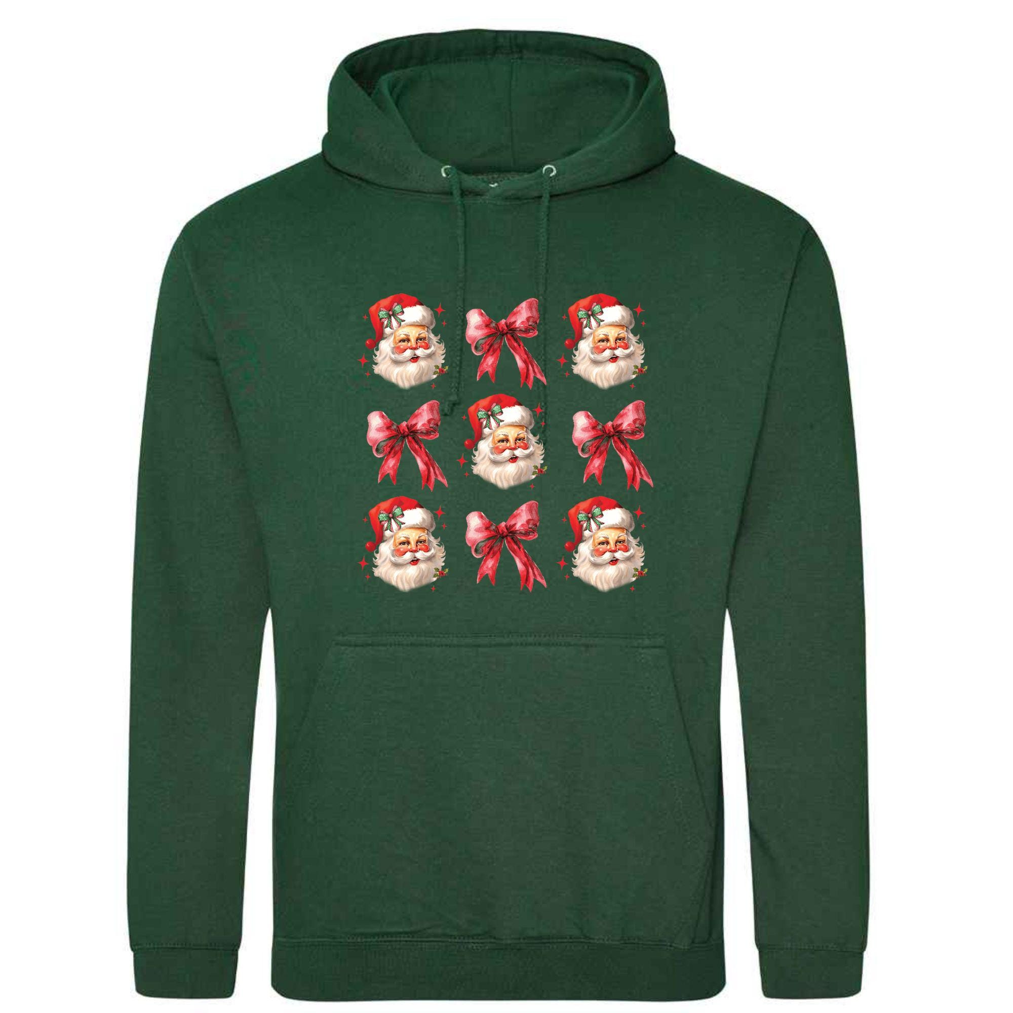 Santa Bow Christmas Hoodie: Festive Unisex Holiday Sweatshirt