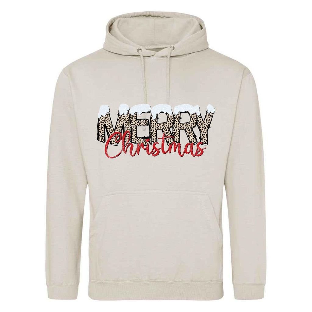 Leopard Print Christmas Hoodie - Unisex Festive Pullover