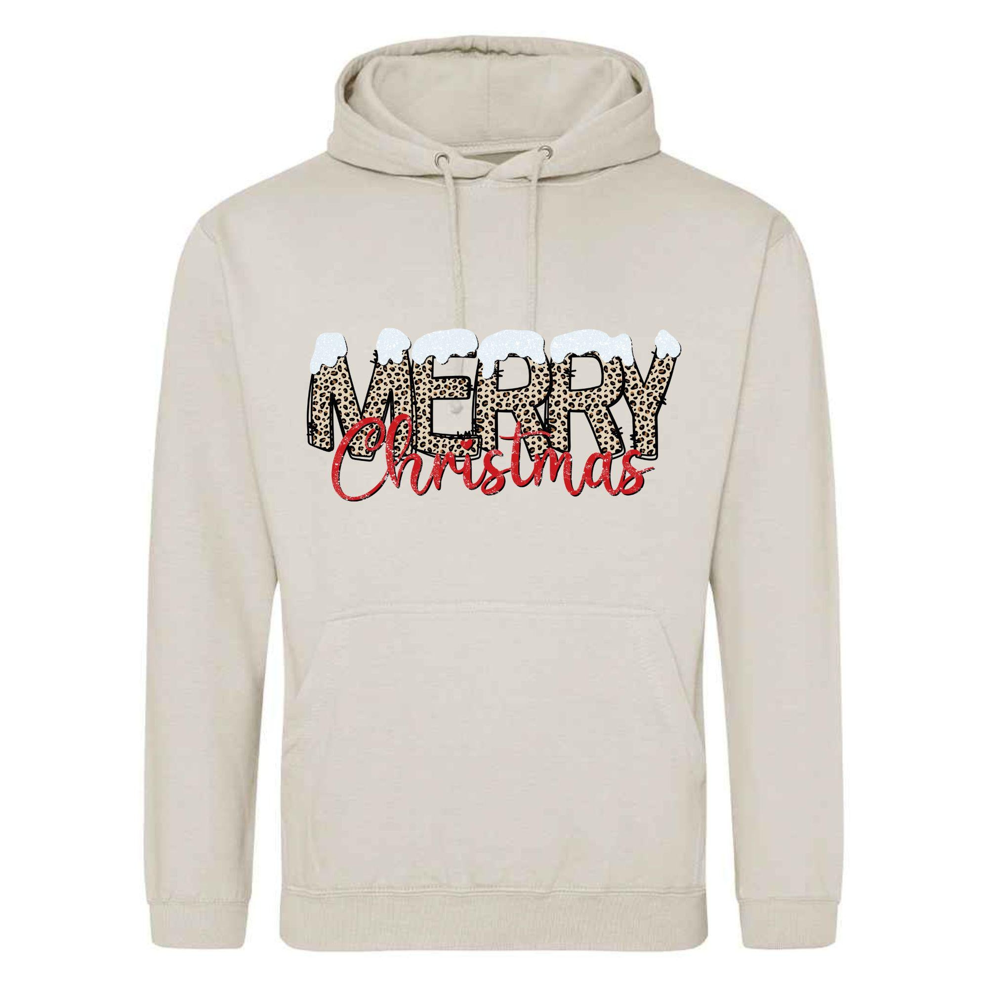 Leopard Print Christmas Hoodie - Unisex Festive Pullover