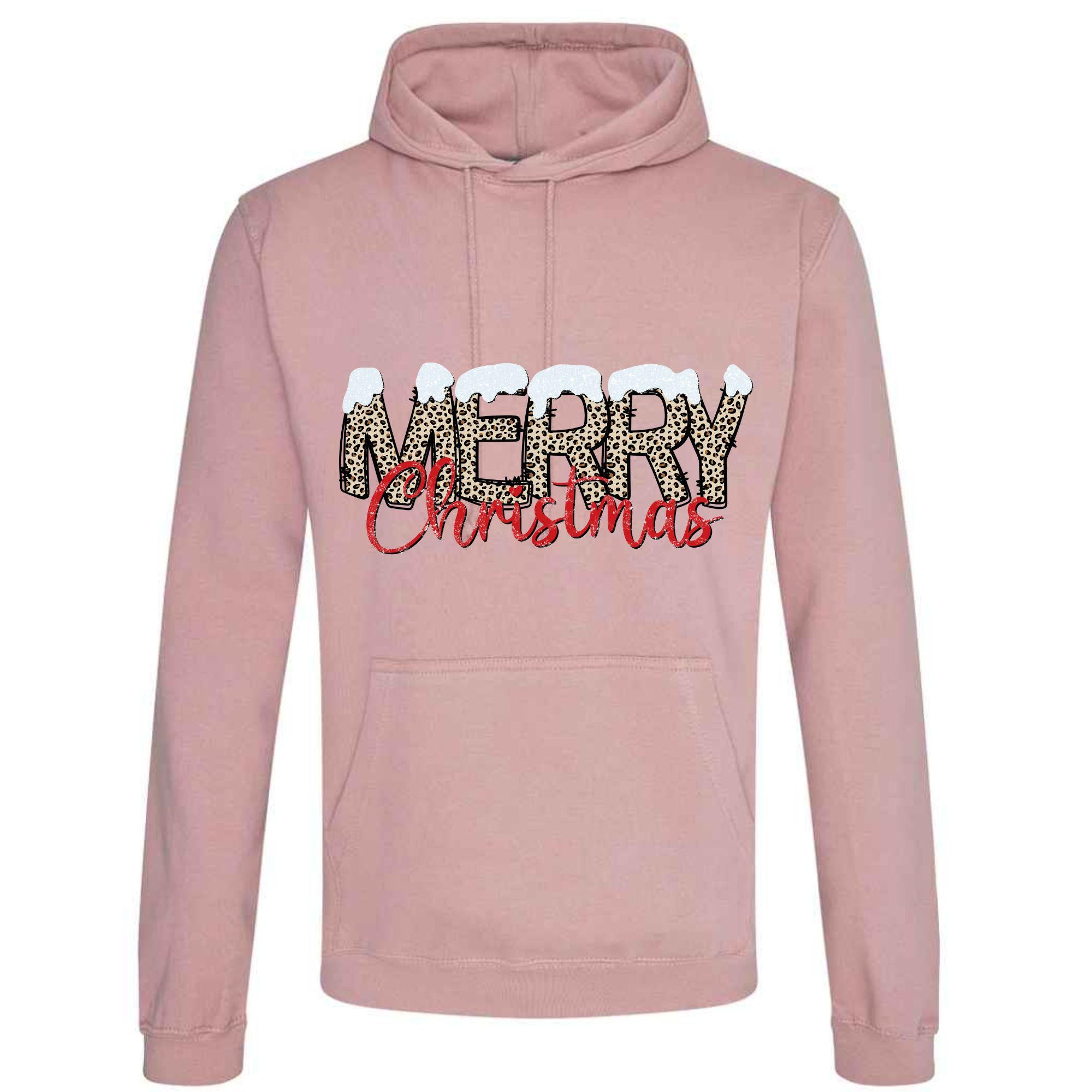 Leopard Print Christmas Hoodie - Unisex Festive Pullover
