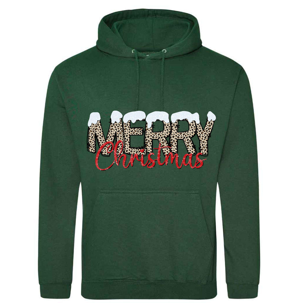 Leopard Print Christmas Hoodie - Unisex Festive Pullover