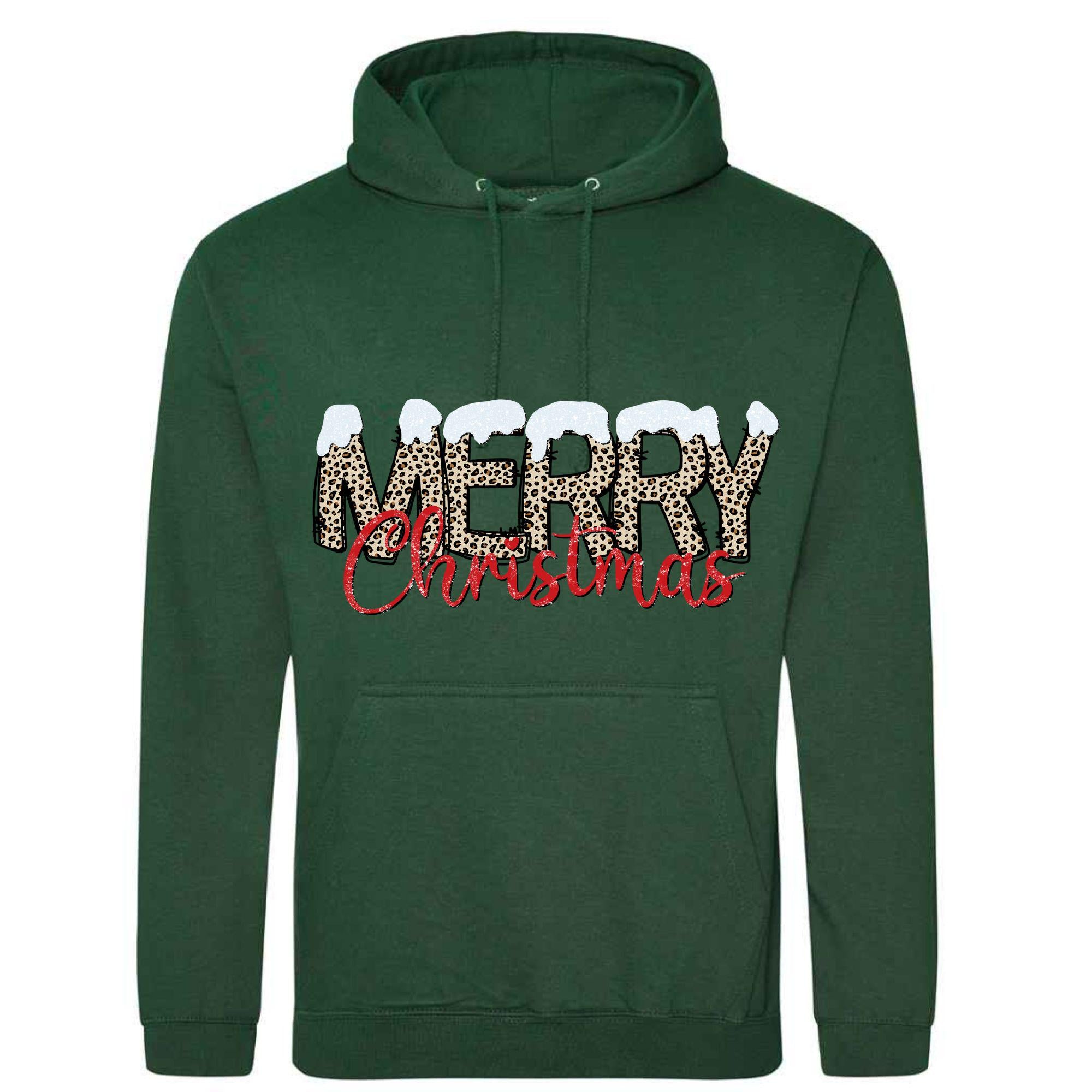 Leopard Print Christmas Hoodie - Unisex Festive Pullover