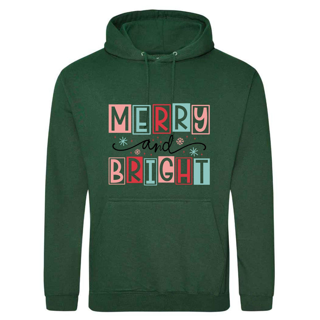 Merry & Bright Christmas Hoodie: Unisex Festive Holiday Sweatshirt