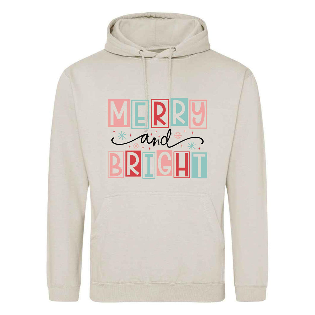 Merry & Bright Christmas Hoodie: Unisex Festive Holiday Sweatshirt