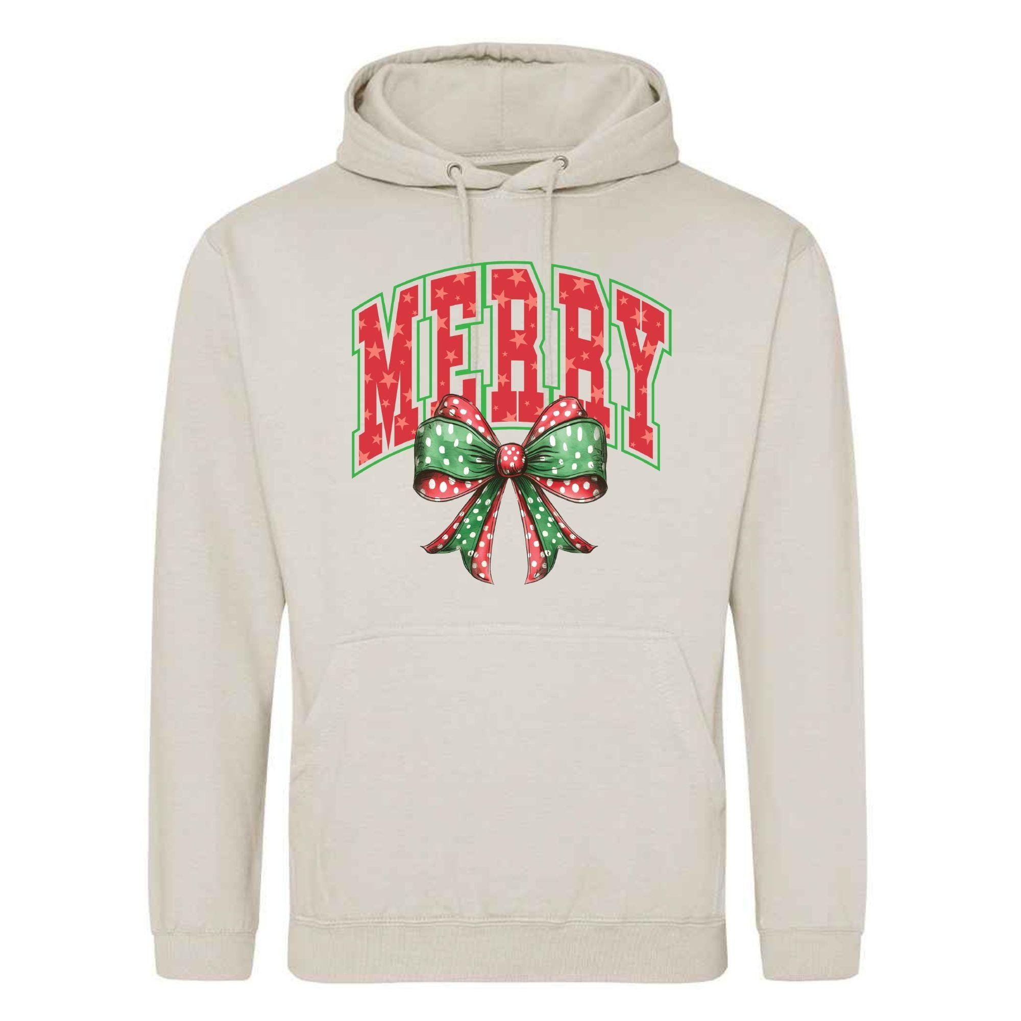 Merry Bow Christmas Hoodie: Unisex Festive Holiday Sweatshirt