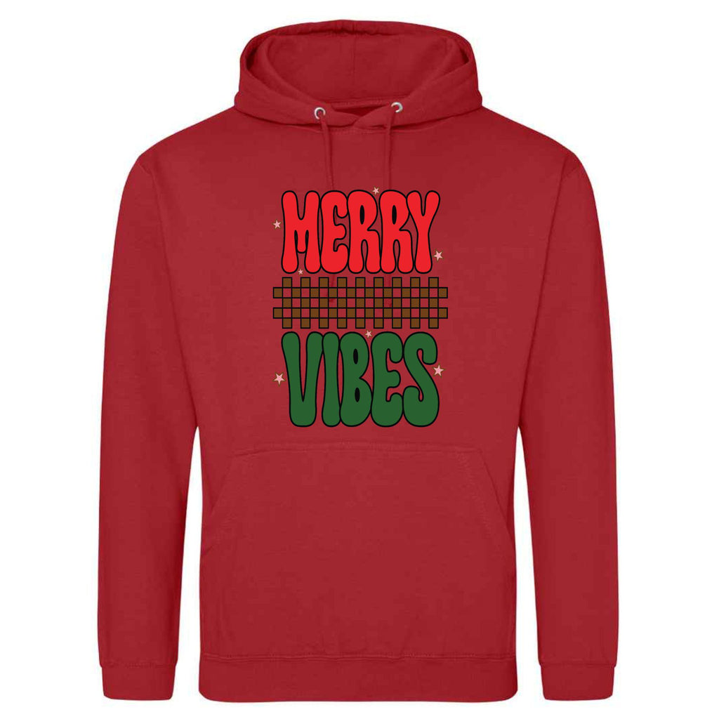 Merry Vibes Christmas Hoodie: Unisex Festive Holiday Sweatshirt