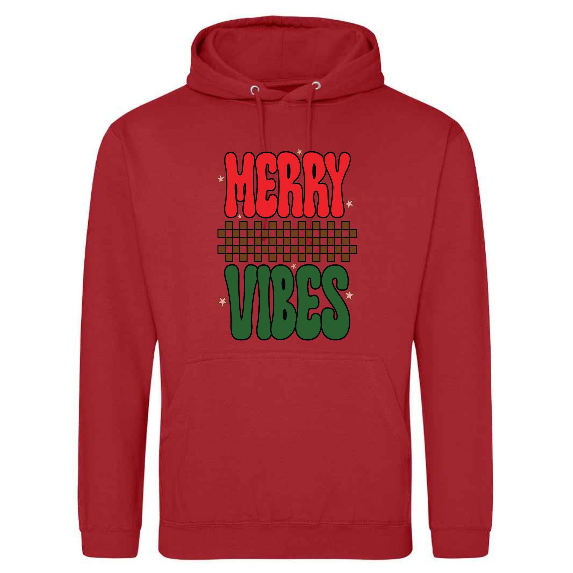 Merry Vibes Christmas Hoodie: Unisex Festive Holiday Sweatshirt