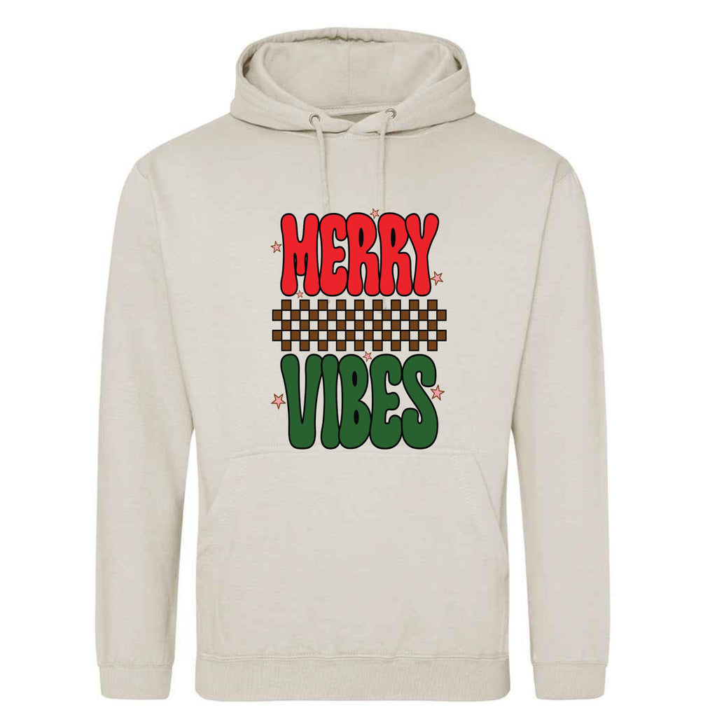 Merry Vibes Christmas Hoodie: Unisex Festive Holiday Sweatshirt