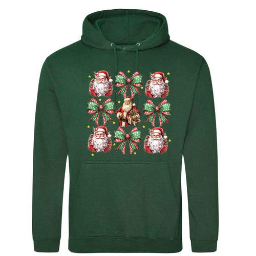 Bow and Santa Christmas Hoodie - Unisex Festive Top