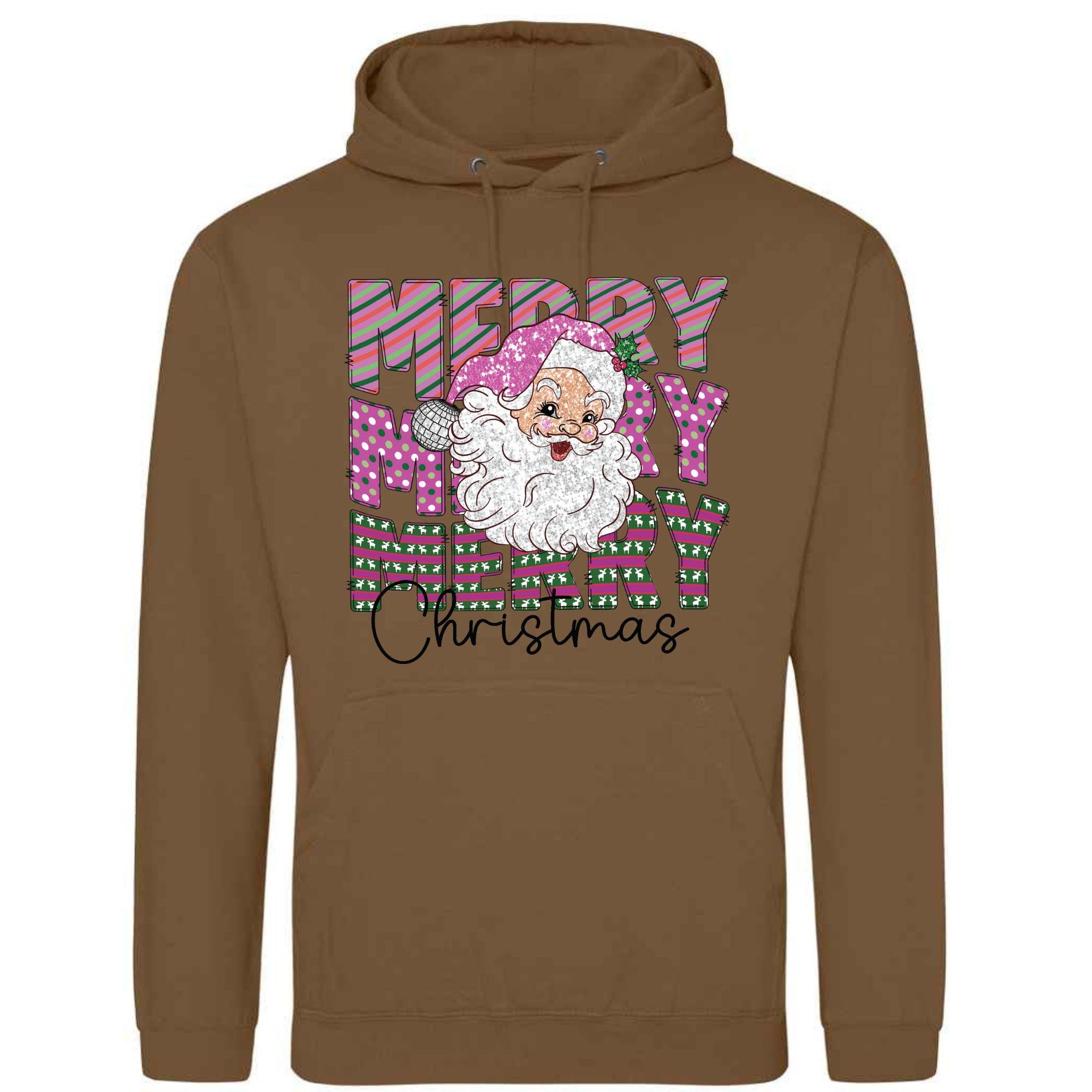 Merry Christmas Disco Santa Hoodie - Unisex Festive Pullover