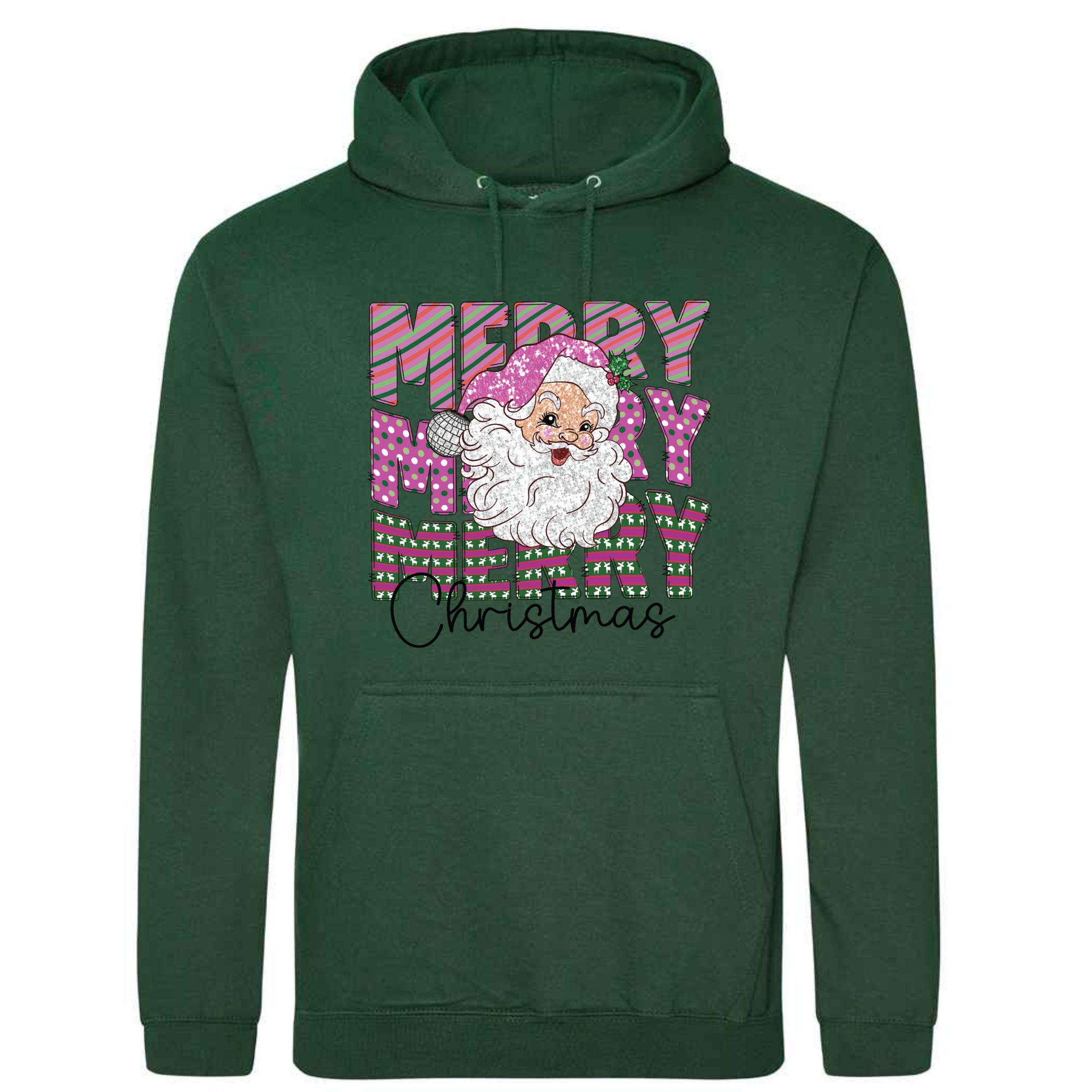 Merry Christmas Disco Santa Hoodie - Unisex Festive Pullover
