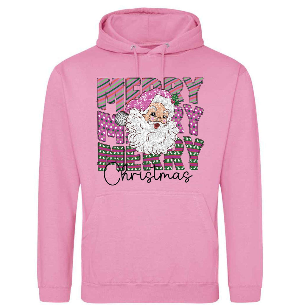 Merry Christmas Disco Santa Hoodie - Unisex Festive Pullover