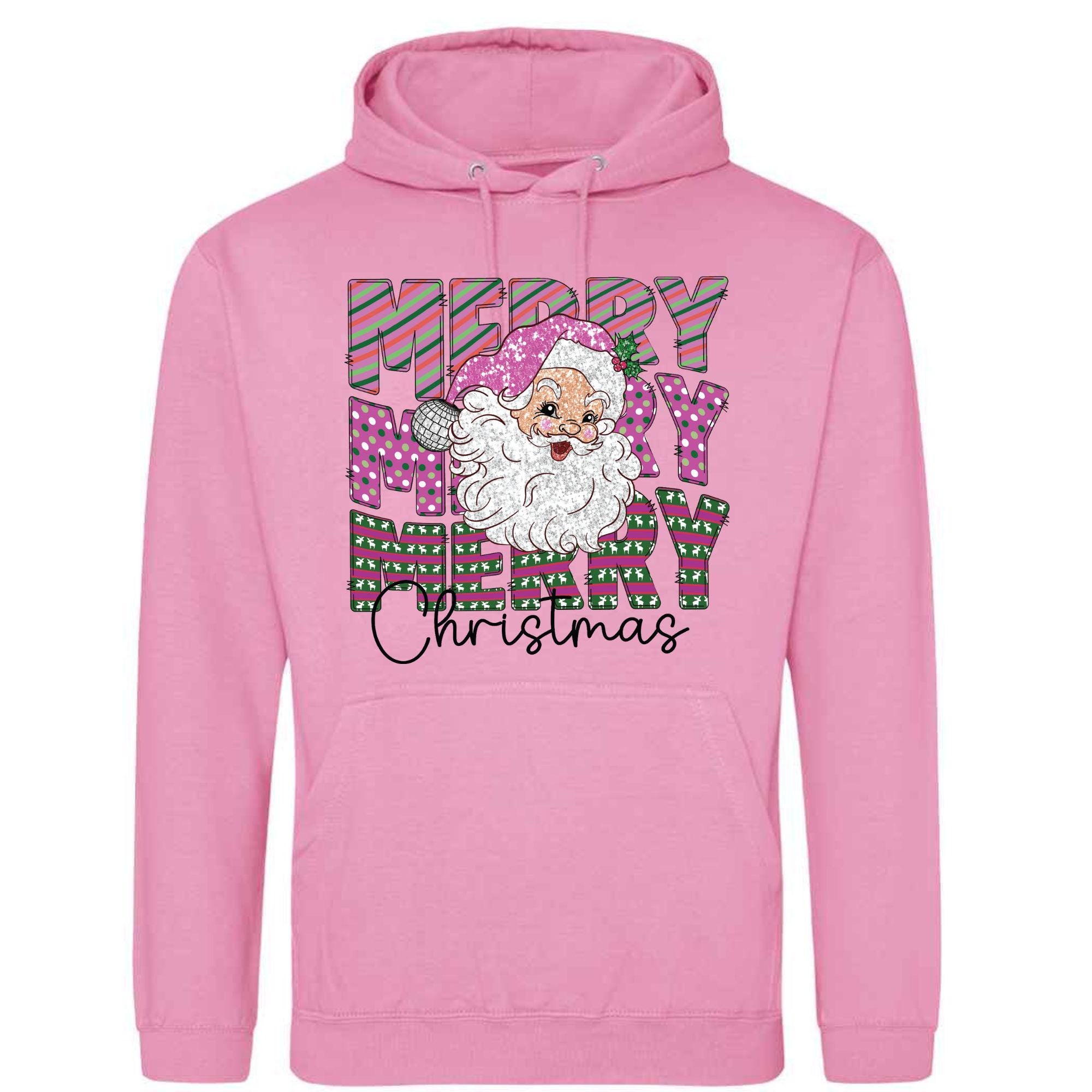 Merry Christmas Disco Santa Hoodie - Unisex Festive Pullover
