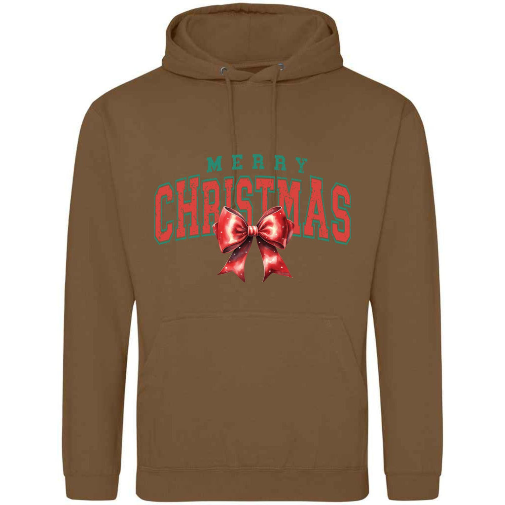 Merry Christmas Bow Hoodie - Unisex Festive Pullover