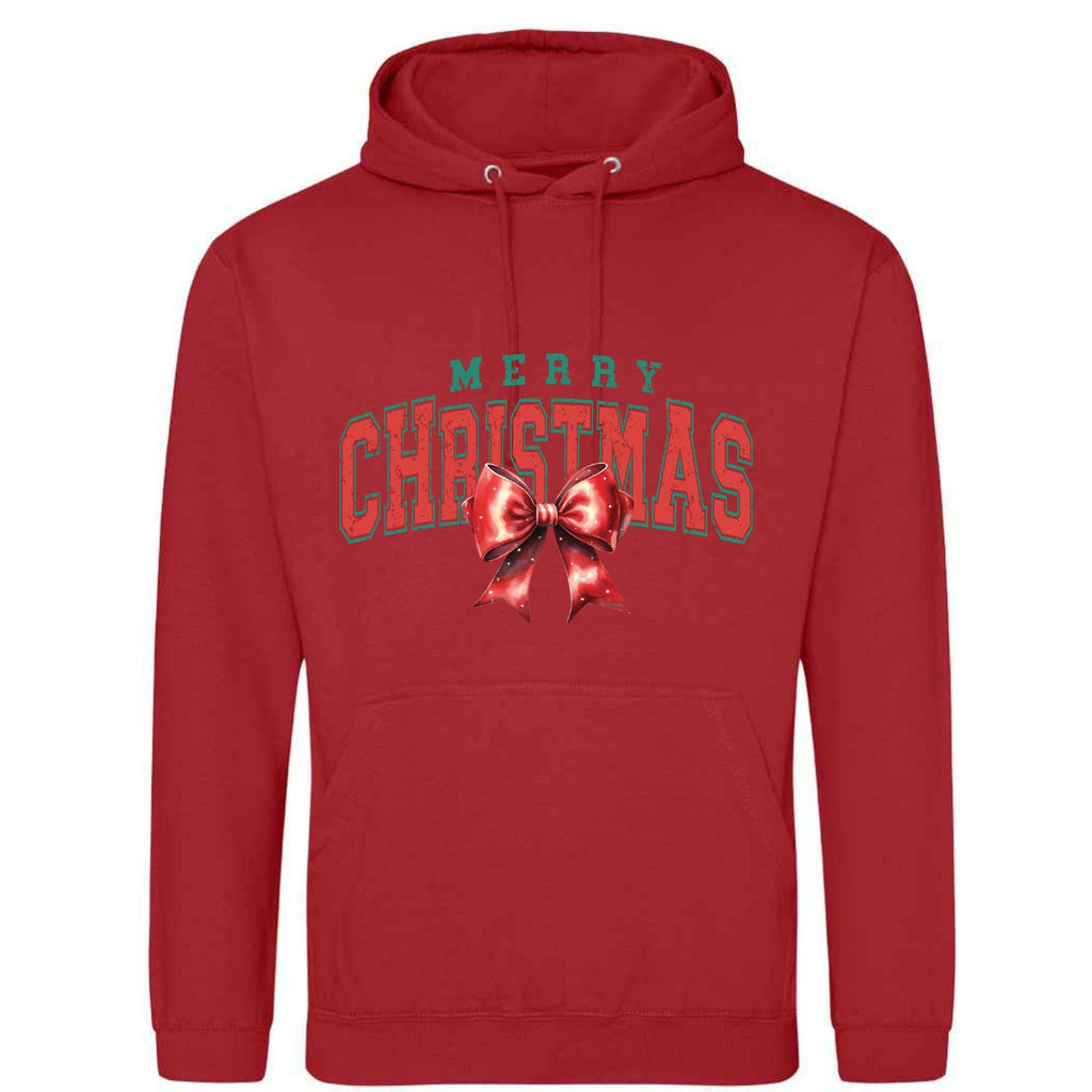 Merry Christmas Bow Hoodie - Unisex Festive Pullover