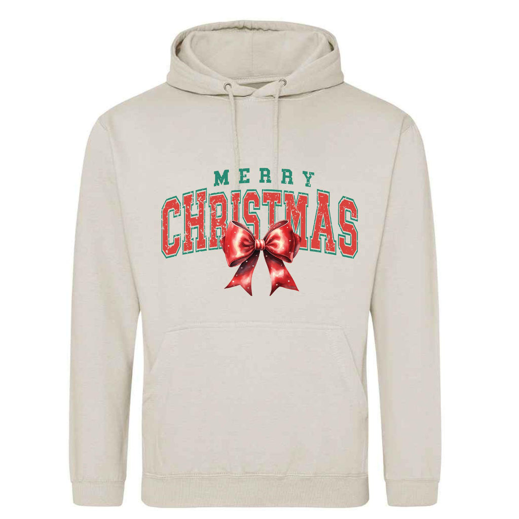 Merry Christmas Bow Hoodie - Unisex Festive Pullover