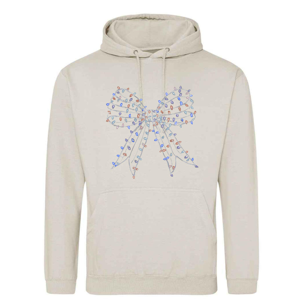 Christmas Light Bow Hoodie: Unisex Festive Pullover