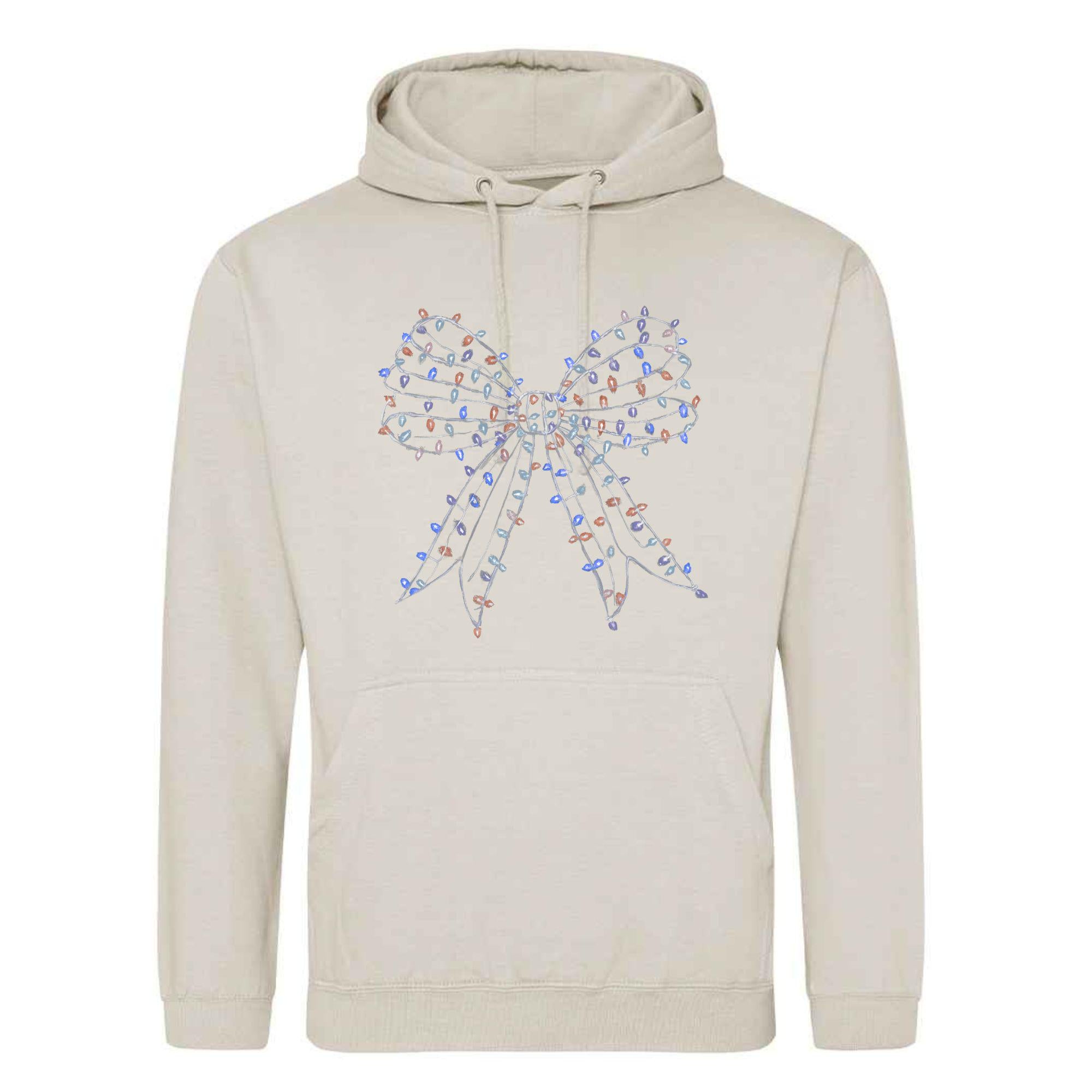 Christmas Light Bow Hoodie: Unisex Festive Pullover