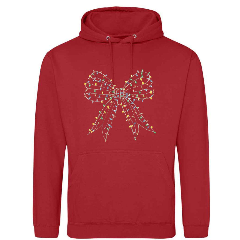 Christmas Light Bow Hoodie: Unisex Festive Pullover