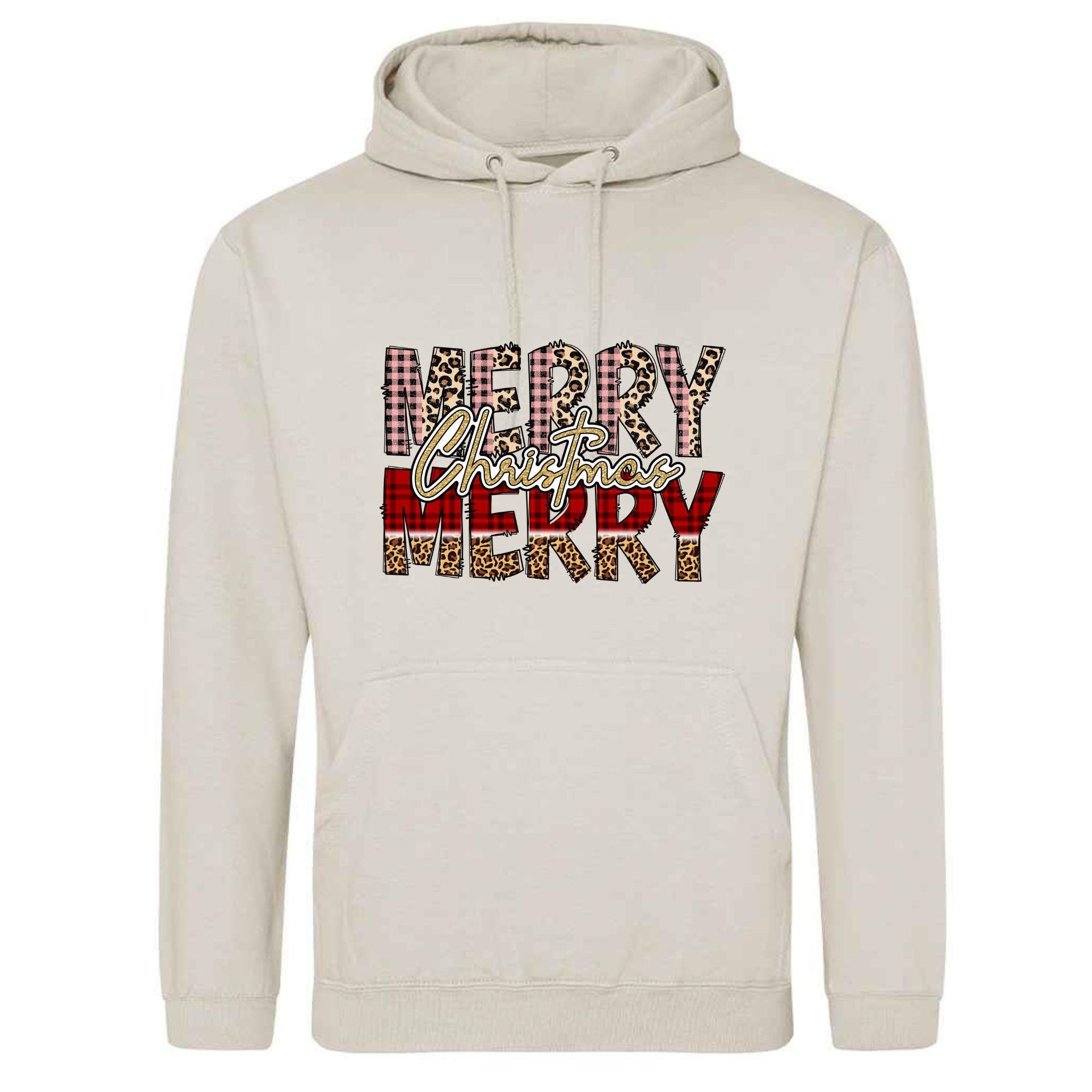 Merry Christmas Patchwork Hoodie: Unisex Festive Top