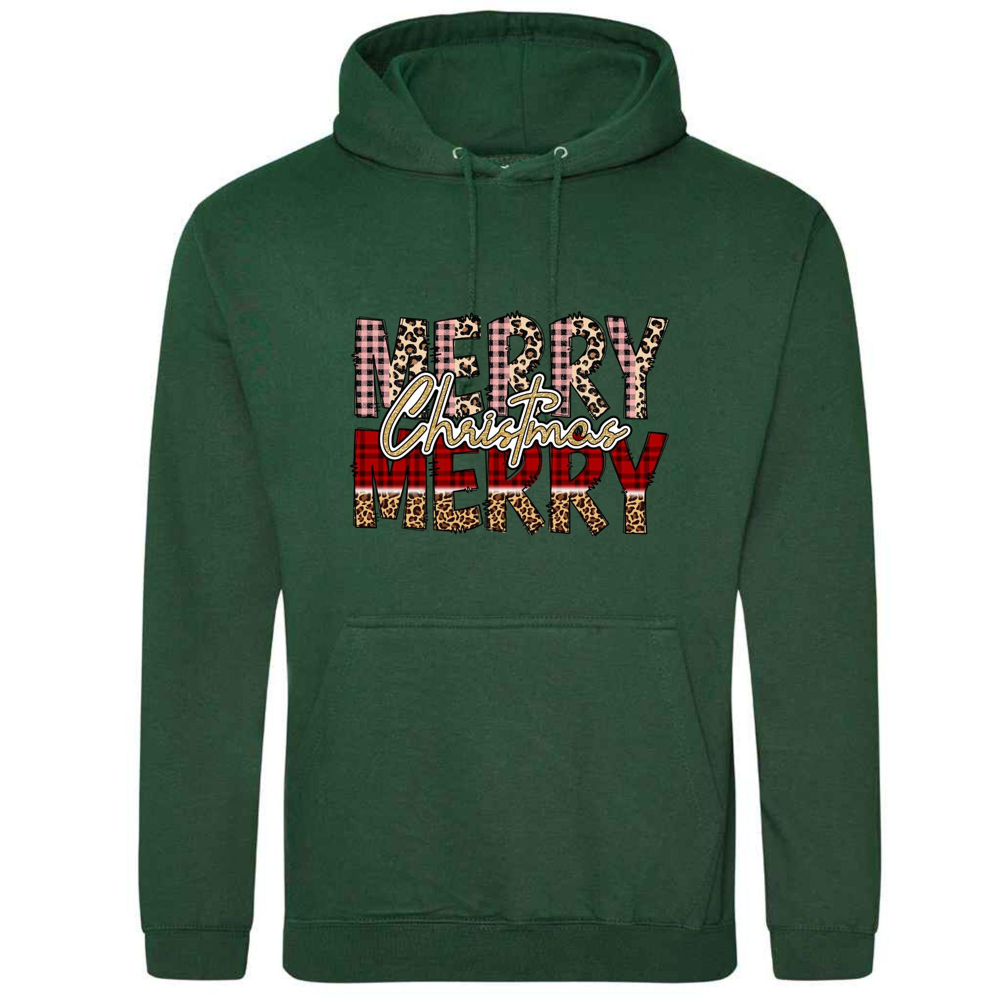 Merry Christmas Patchwork Hoodie: Unisex Festive Top