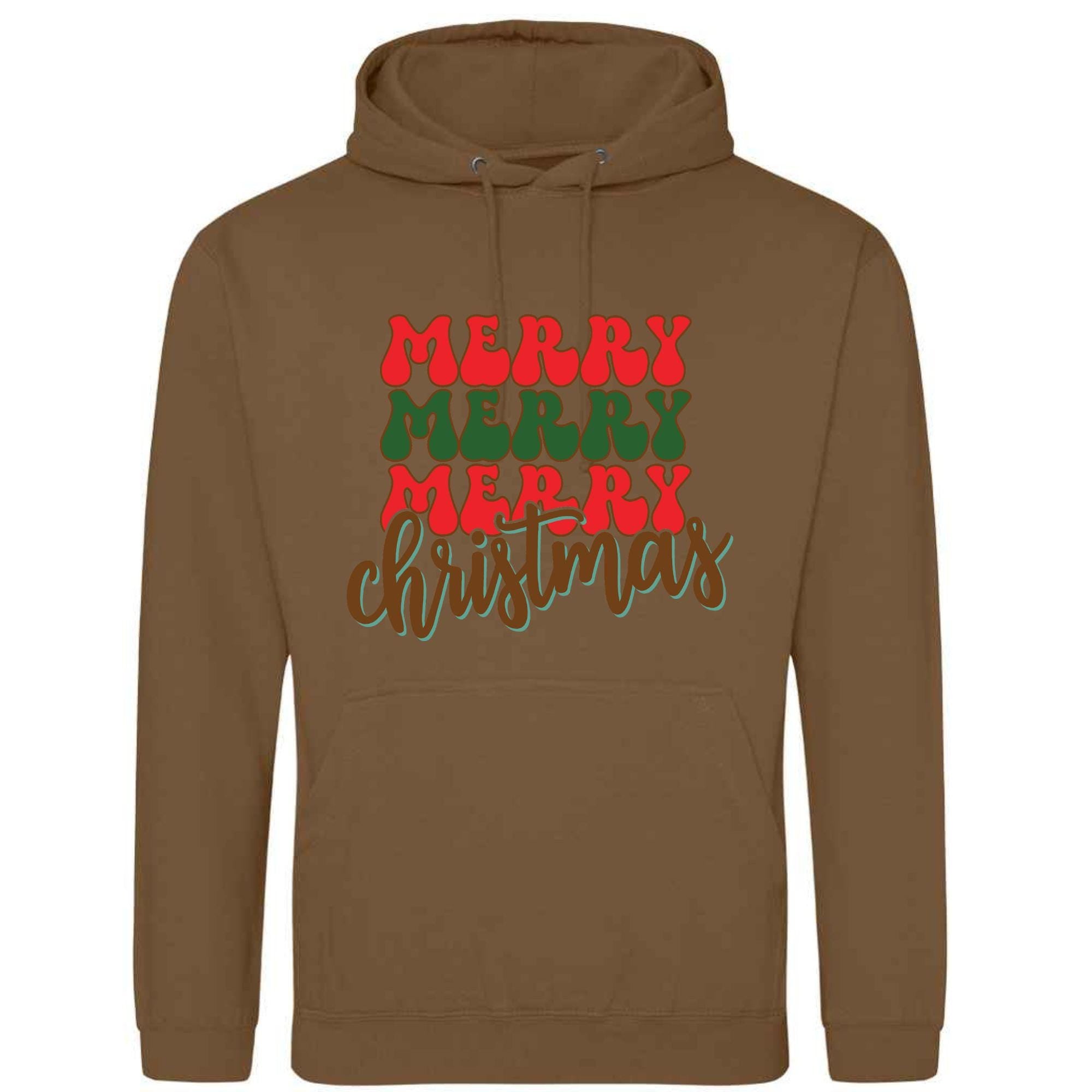 Retro Merry Christmas Patchwork Hoodie: Unisex Festive Xmas Sweatshirt
