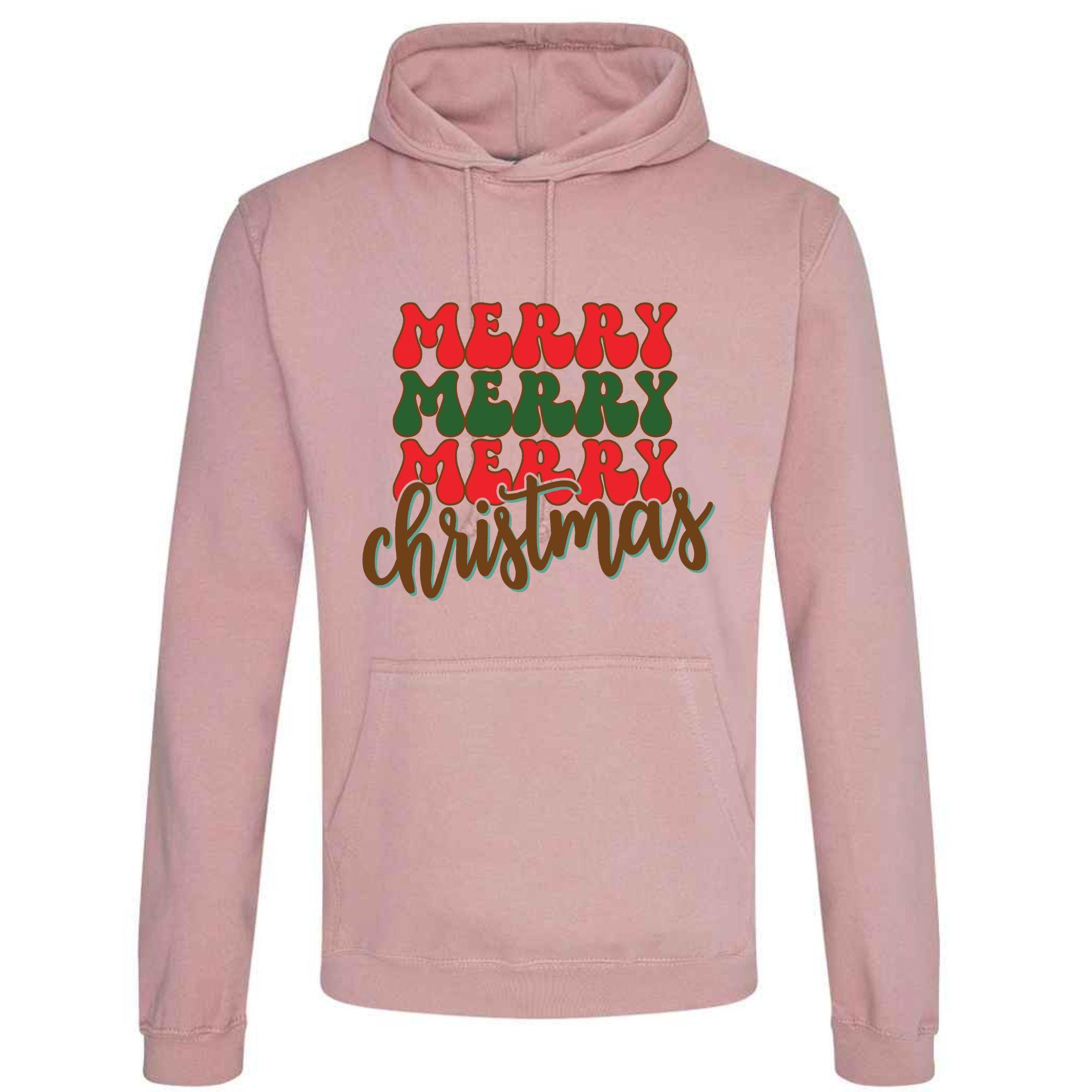 Retro Merry Christmas Patchwork Hoodie: Unisex Festive Xmas Sweatshirt