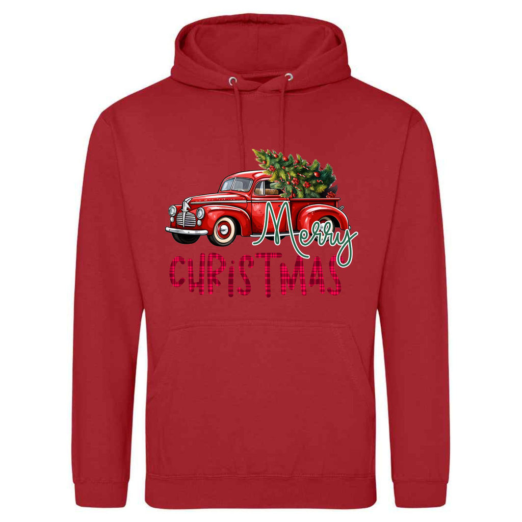 Christmas Truck and Tree Hoodie - Unisex Festive Xmas Sweatshirt