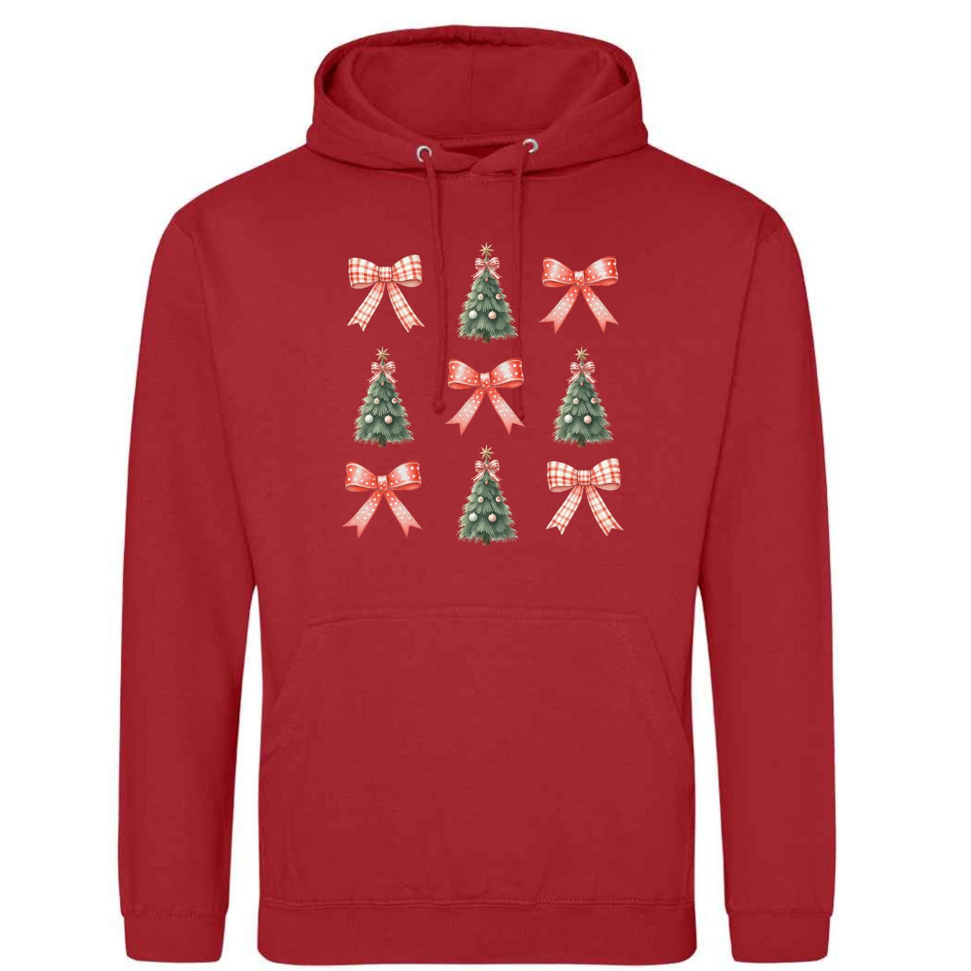 Christmas Tree and Bow Hoodie: Unisex Festive Adult Top