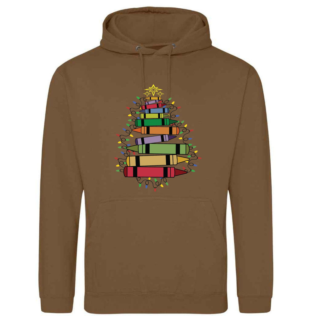 Crayon Christmas Tree Unisex Hoodie: Festive Holiday Top