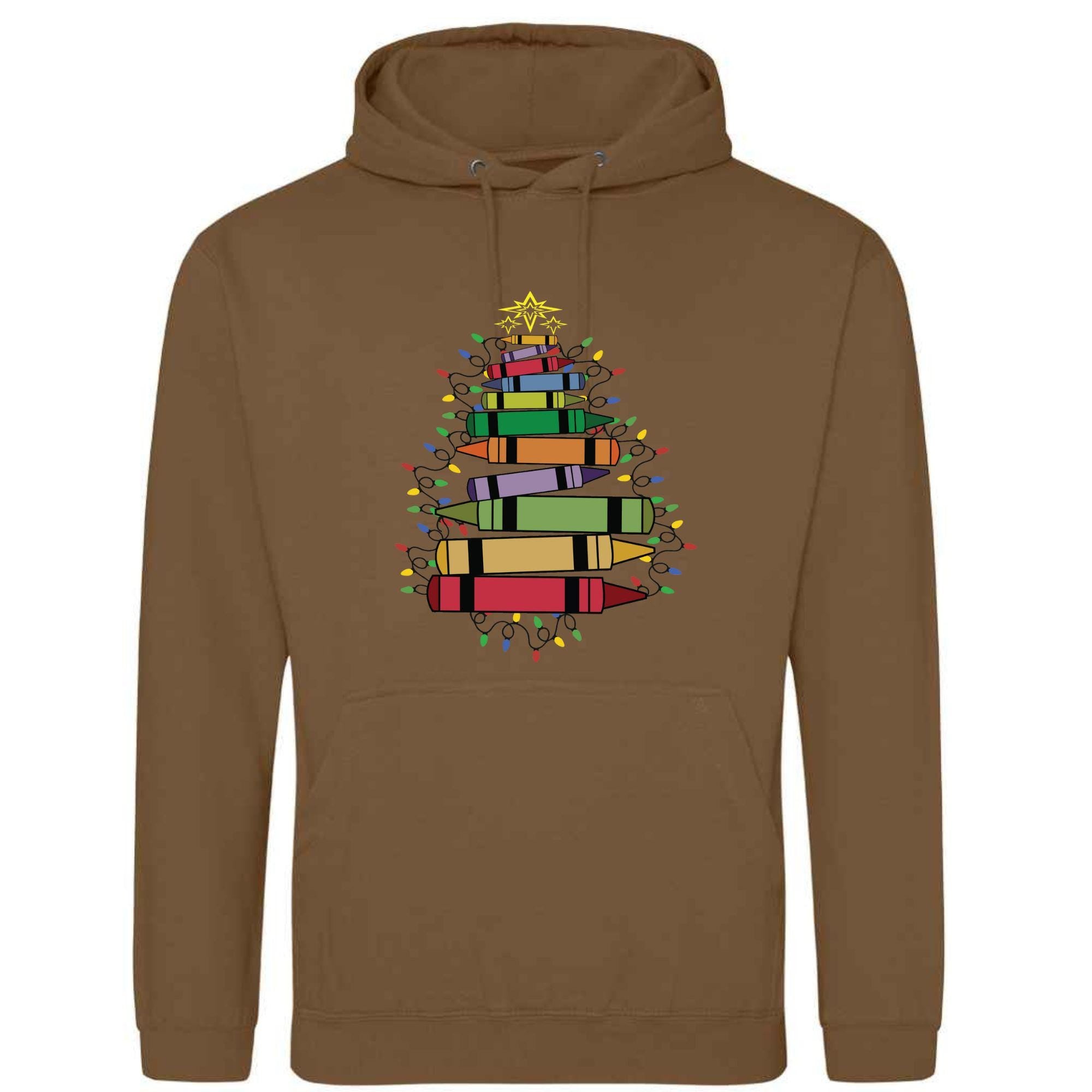 Crayon Christmas Tree Unisex Hoodie: Festive Holiday Top