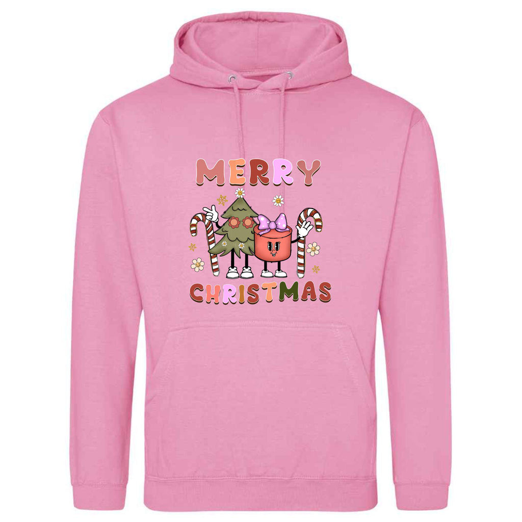 Unisex Merry Christmas Cartoon Hoodie - Festive Adult Top