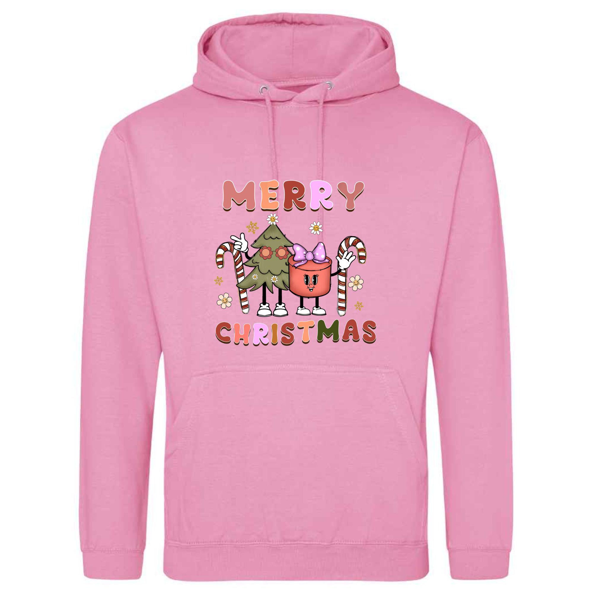 Unisex Merry Christmas Cartoon Hoodie - Festive Adult Top