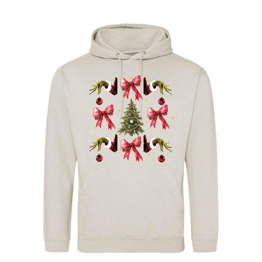 Festive Bow Hoodie: Unisex Christmas Grinch Style
