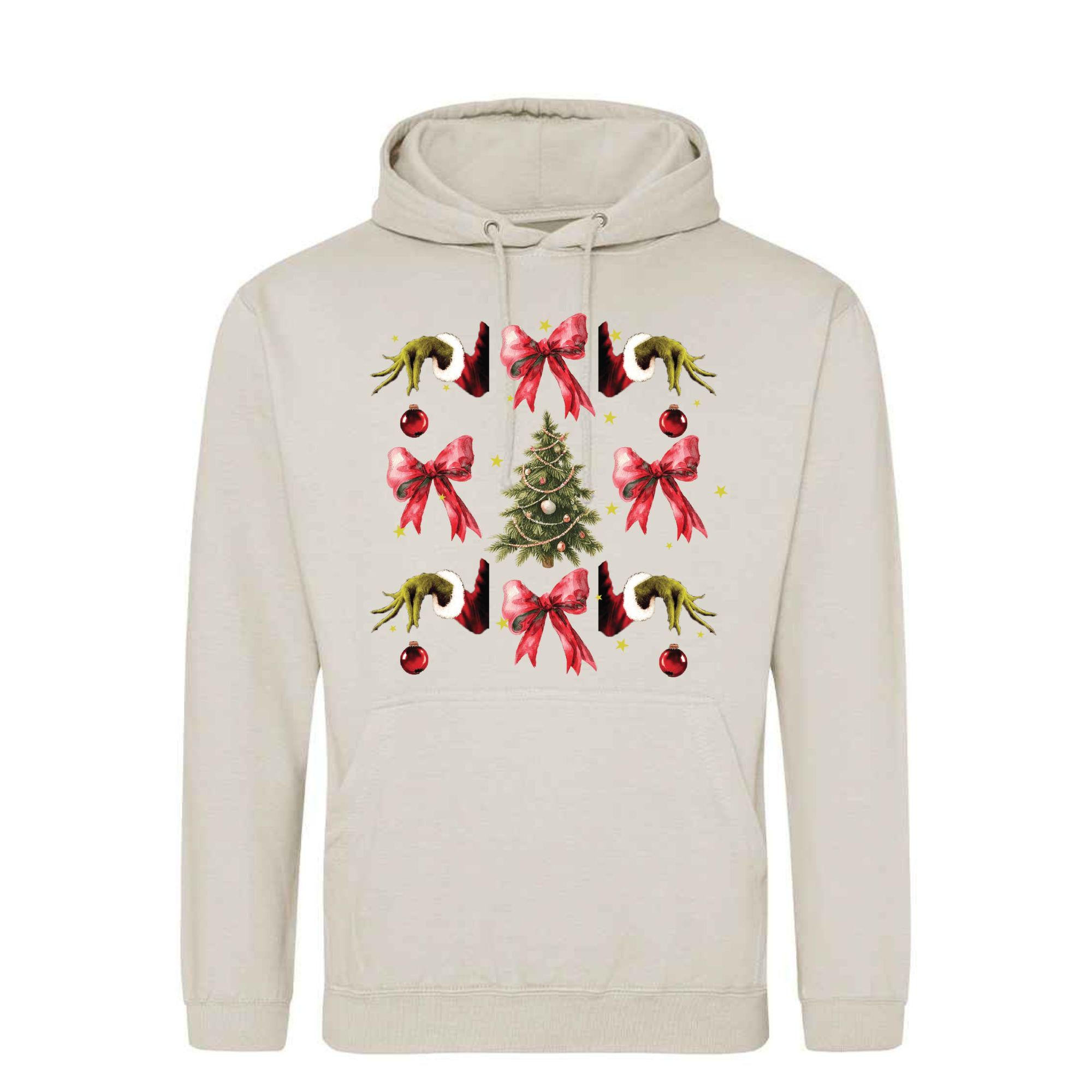 Festive Bow Hoodie: Unisex Christmas Grinch Style