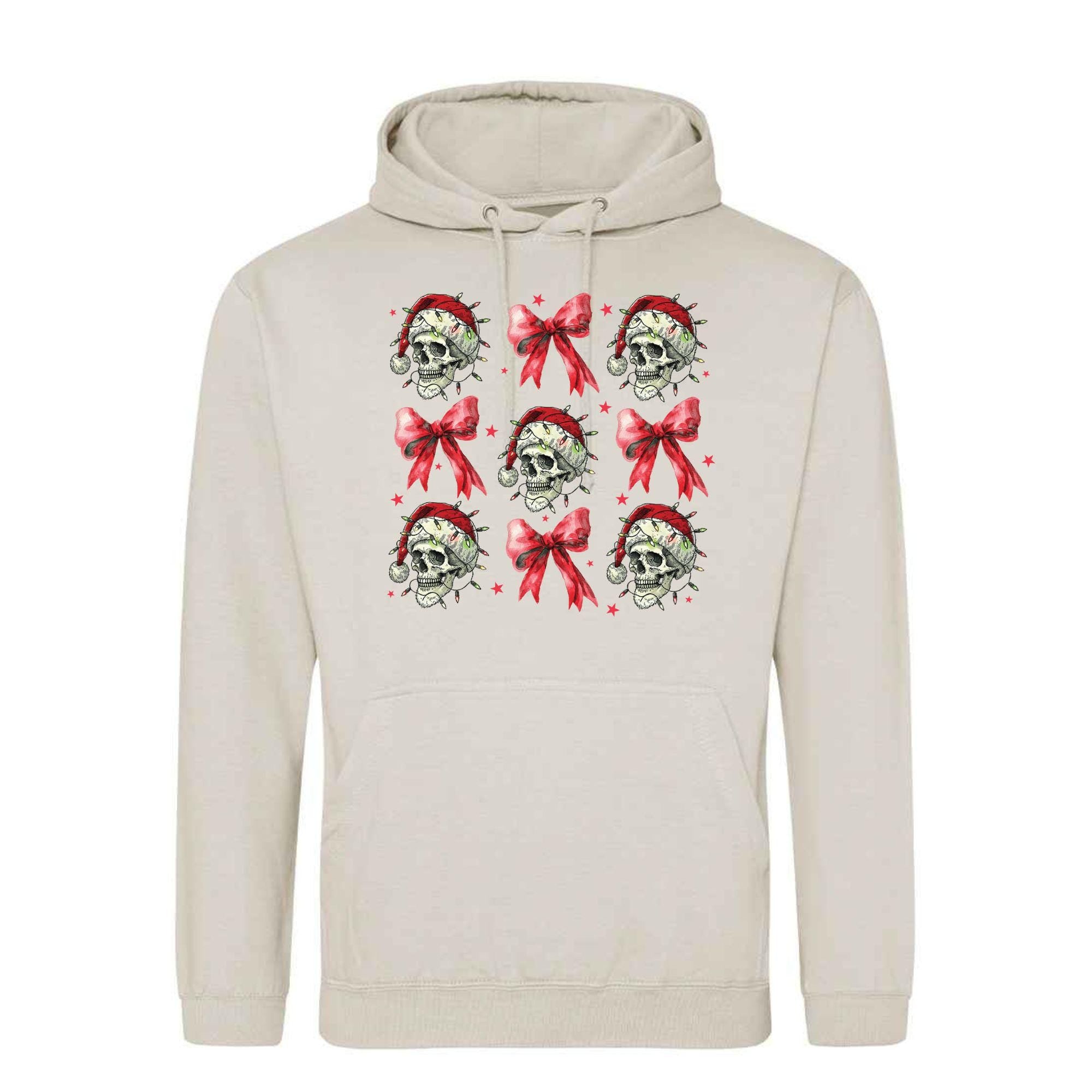 Deathly Christmas Hoodie: Unisex Festive Bow Hoodie