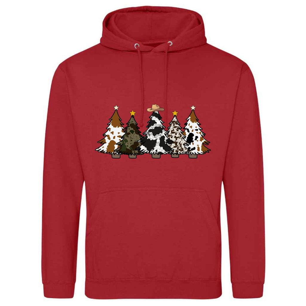 Festive Cowboy Christmas Tree Hoodie | Unisex Holiday Sweatshirt