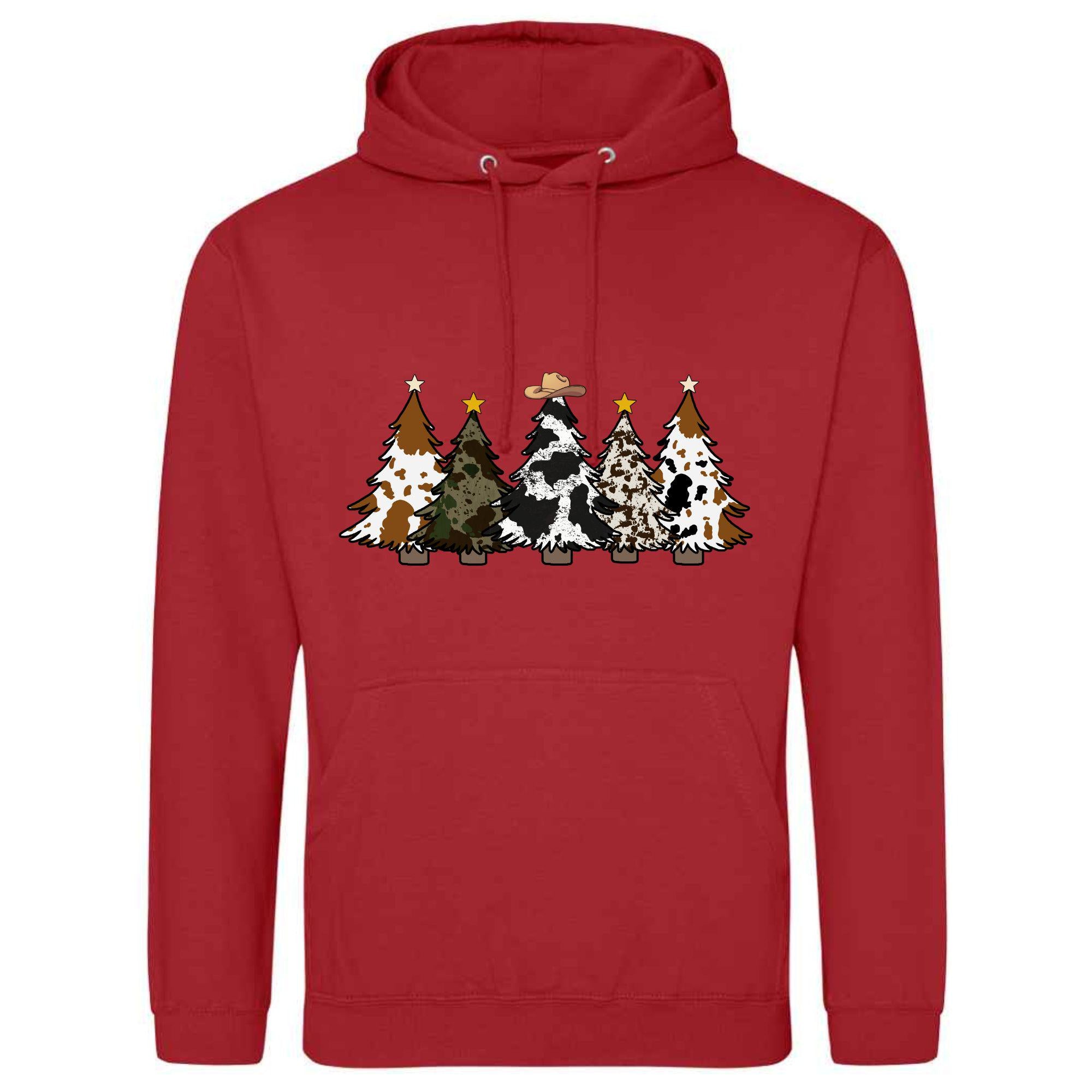 Festive Cowboy Christmas Tree Hoodie | Unisex Holiday Sweatshirt