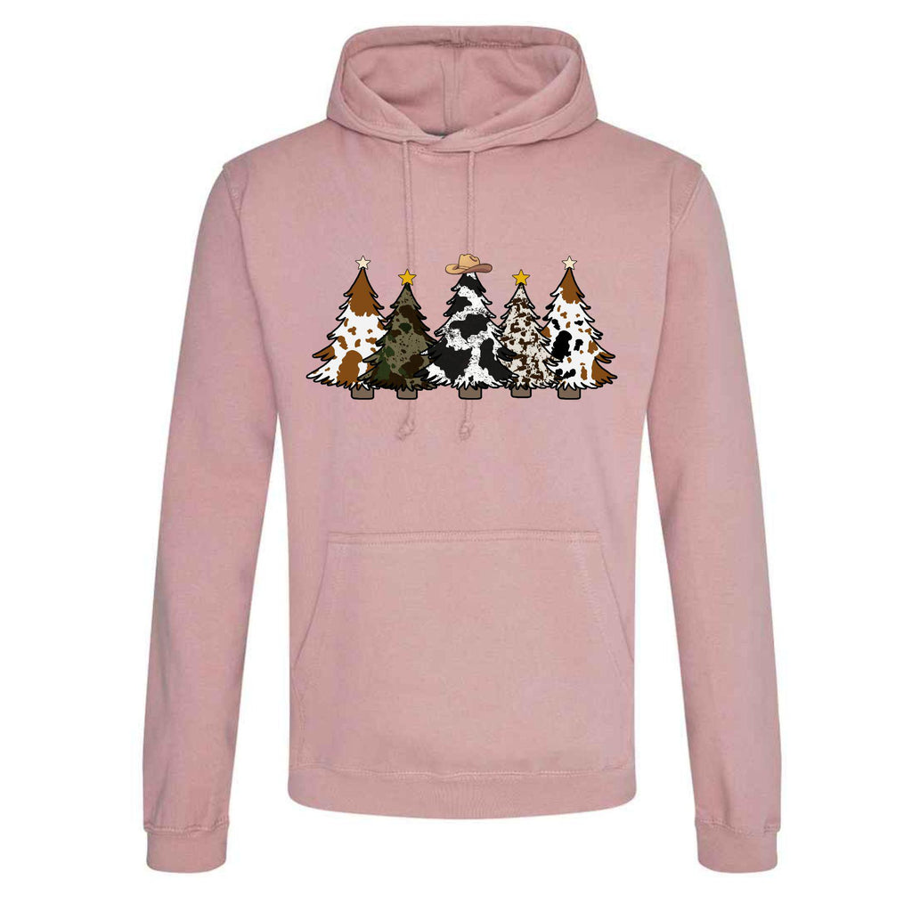 Festive Cowboy Christmas Tree Hoodie | Unisex Holiday Sweatshirt