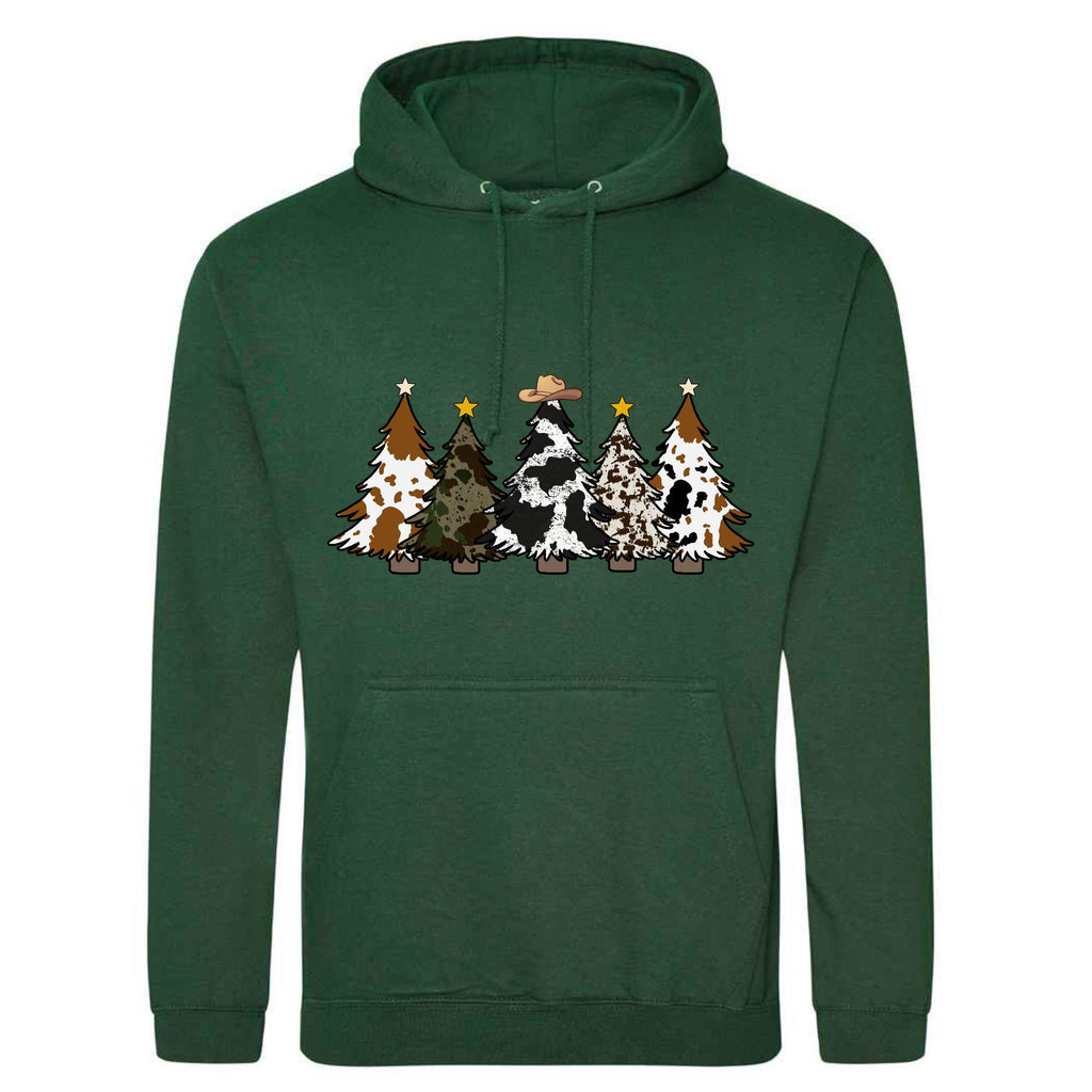 Festive Cowboy Christmas Tree Hoodie | Unisex Holiday Sweatshirt