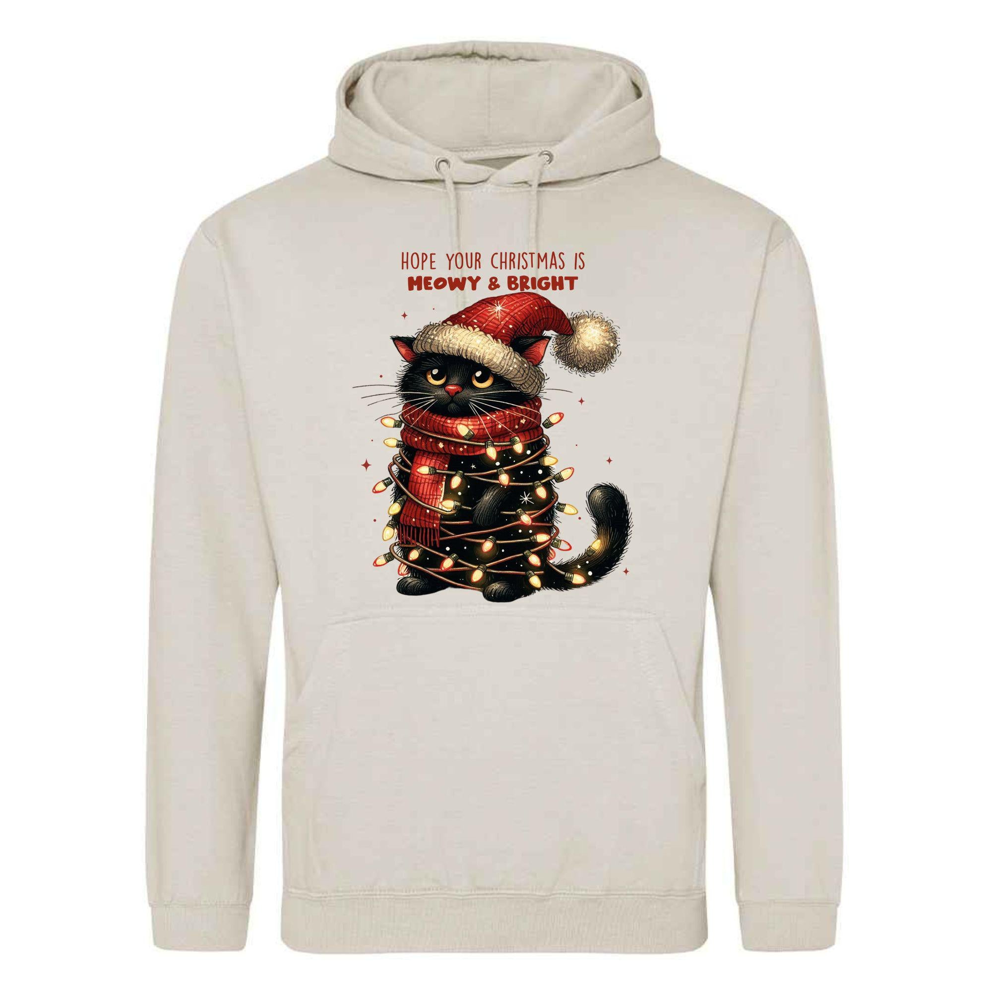 Festive Cat Christmas Hoodie: Unisex Printed Top