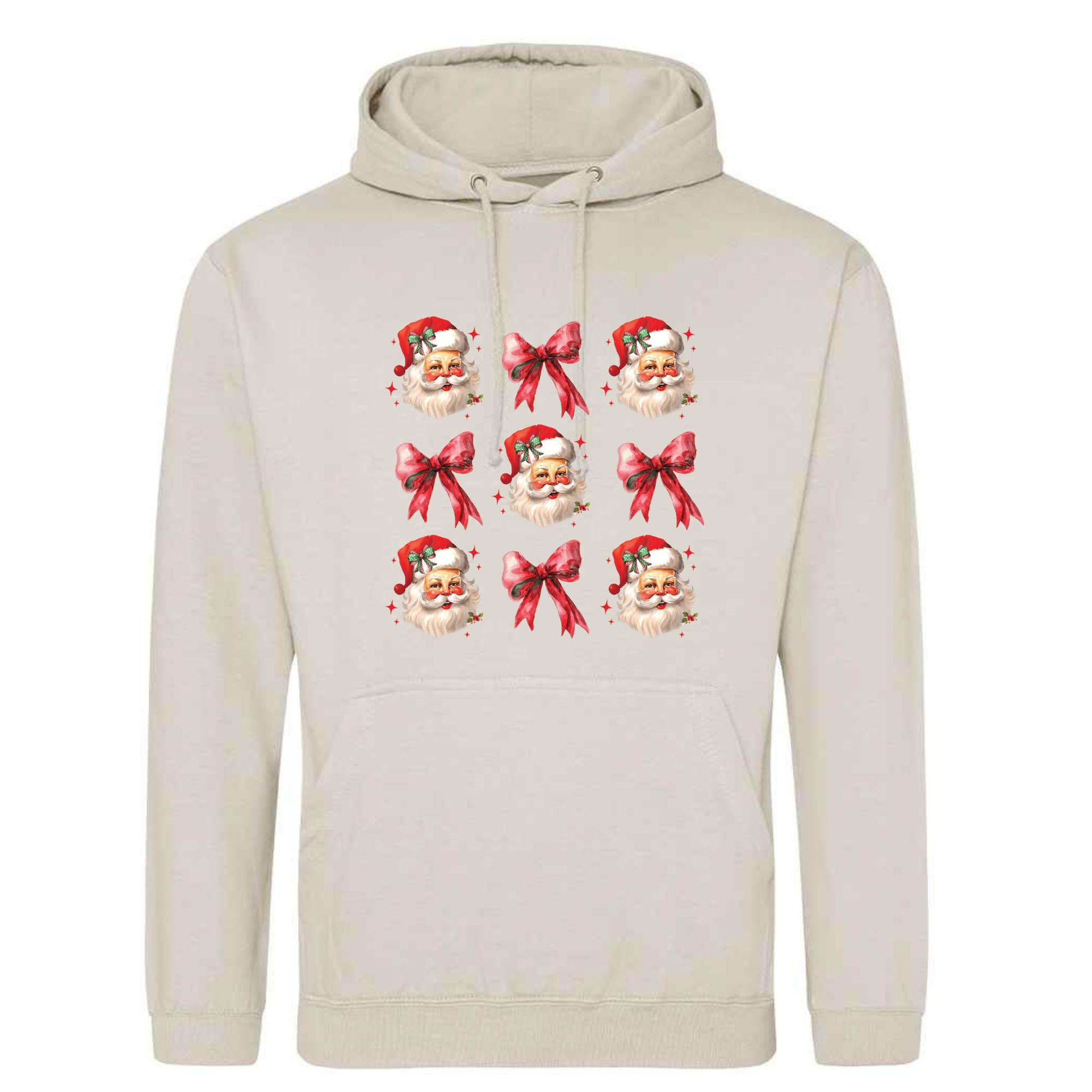 Santa Bow Christmas Hoodie: Festive Unisex Holiday Sweatshirt