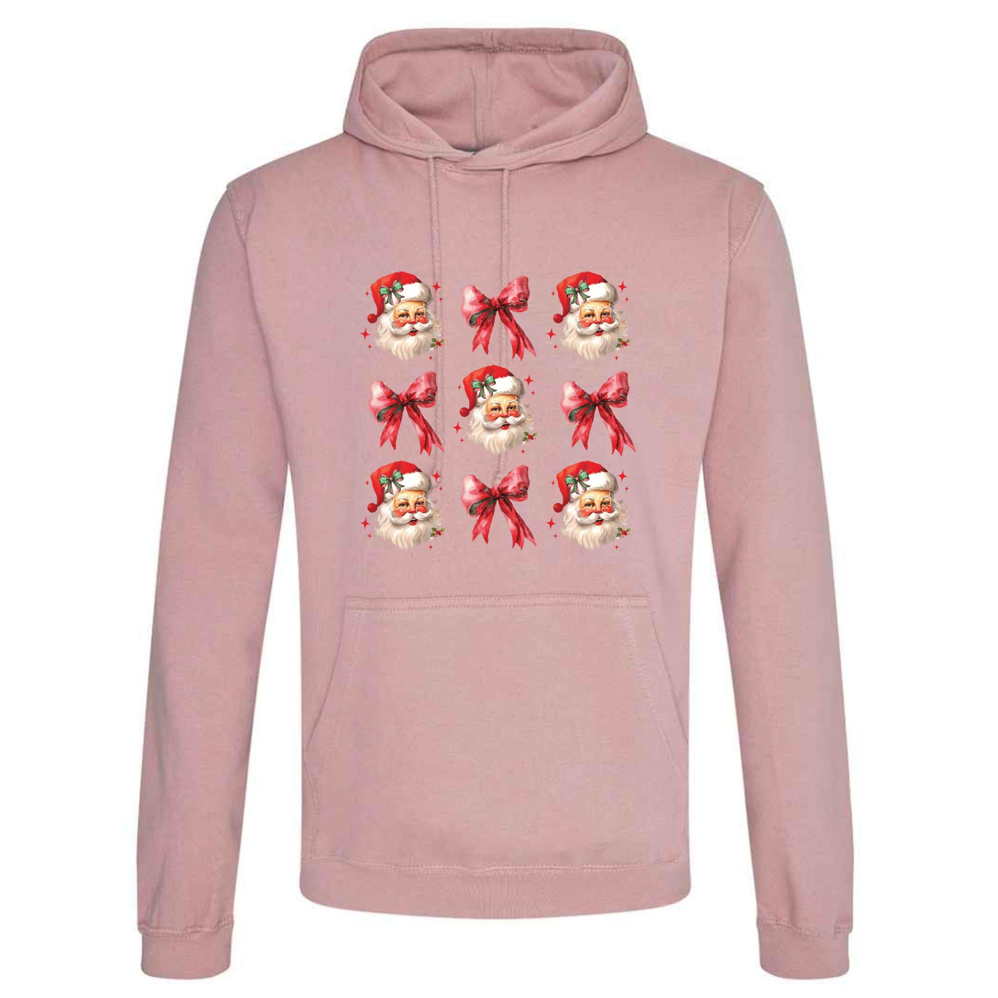 Santa Bow Christmas Hoodie: Festive Unisex Holiday Sweatshirt